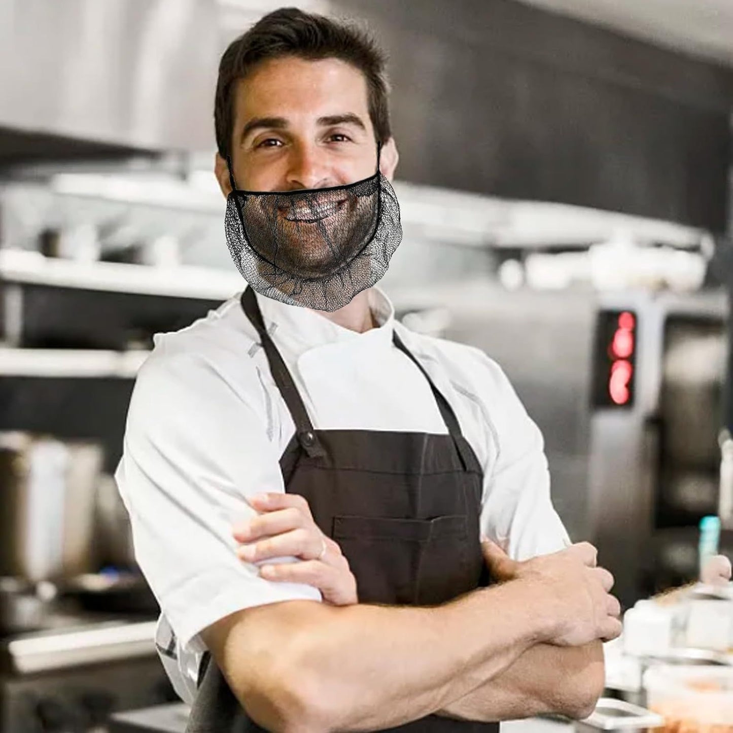 100 pcs Elastic Black Comortable Protective Beard Covers 18" Disposable Nylon Breathable Beard Net or Men