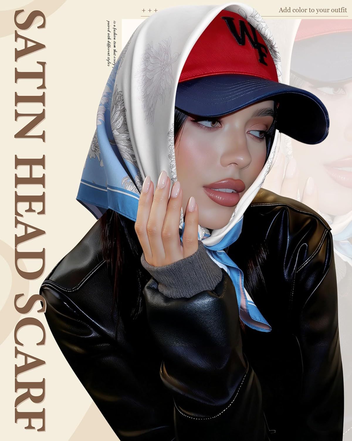 27.5” Head Scar or Women - Reversible Like Silk Scar Satin Hair Bandanas Women Headscar Head Wrap Sleep Scar Neck