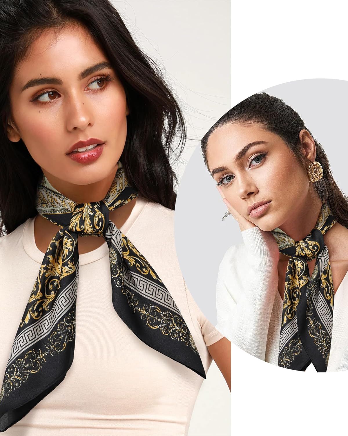 27.5” Satin Head Scar or Women Like Silk Scar Hair Bandanas Women 2Pcs Satin Neck Scar Headscar Hair Wrap