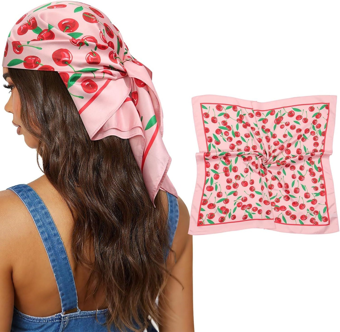 27.5" Satin Head Scar or Women's Hair Scar Reversible Silk Bandanas or Sleeping Head Wrap Neck Cover