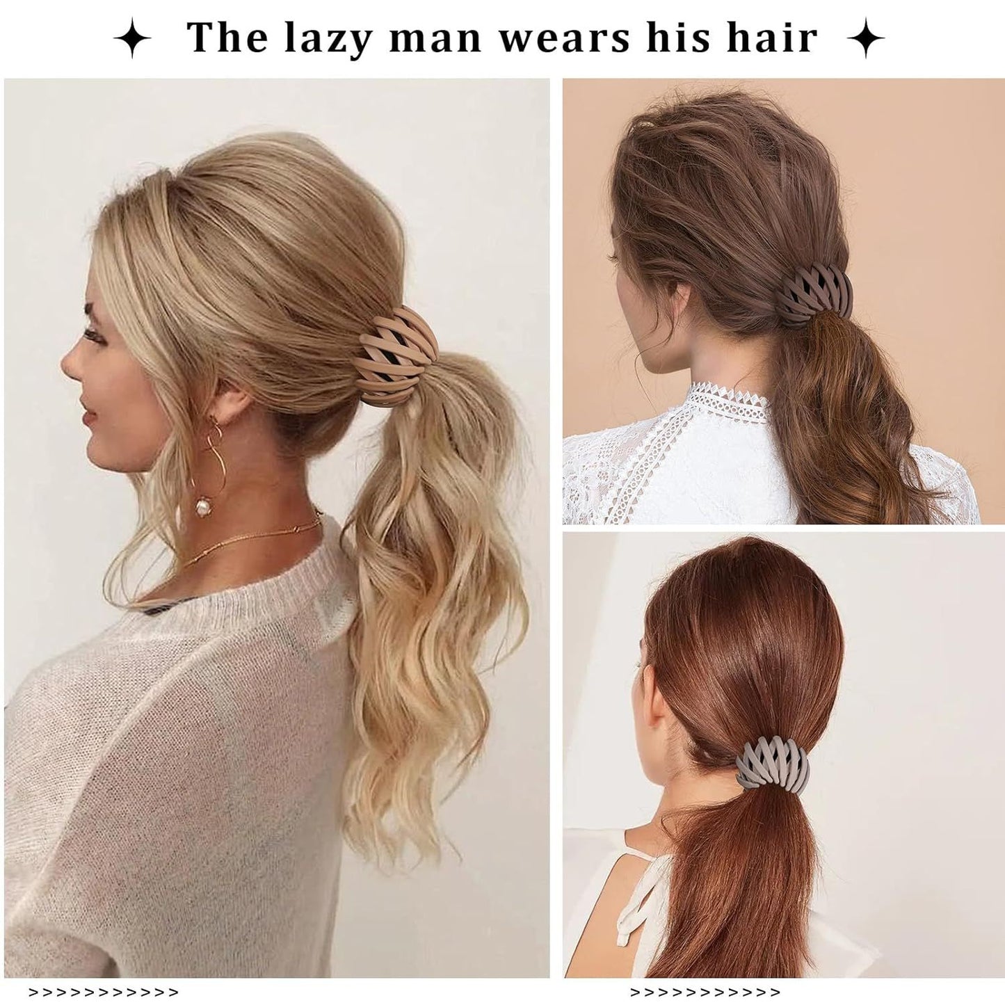6Pcs Bird Nest Magic Hair Clips Hair Nest or Bun Strong Ponytail Holders Hair Accessories or Women Girls (Neutral, Small)
