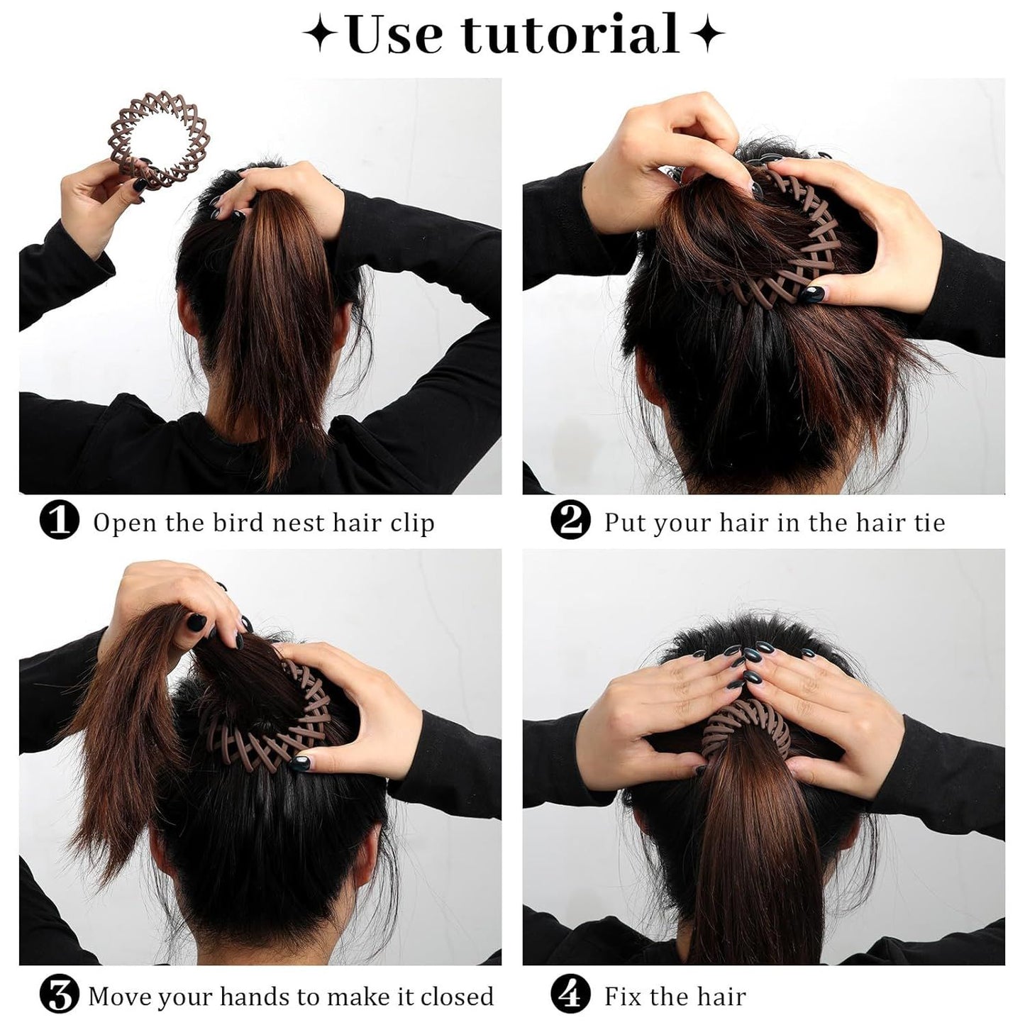 6Pcs Bird Nest Magic Hair Clips Hair Nest or Bun Strong Ponytail Holders Hair Accessories or Women Girls (Neutral, Small)