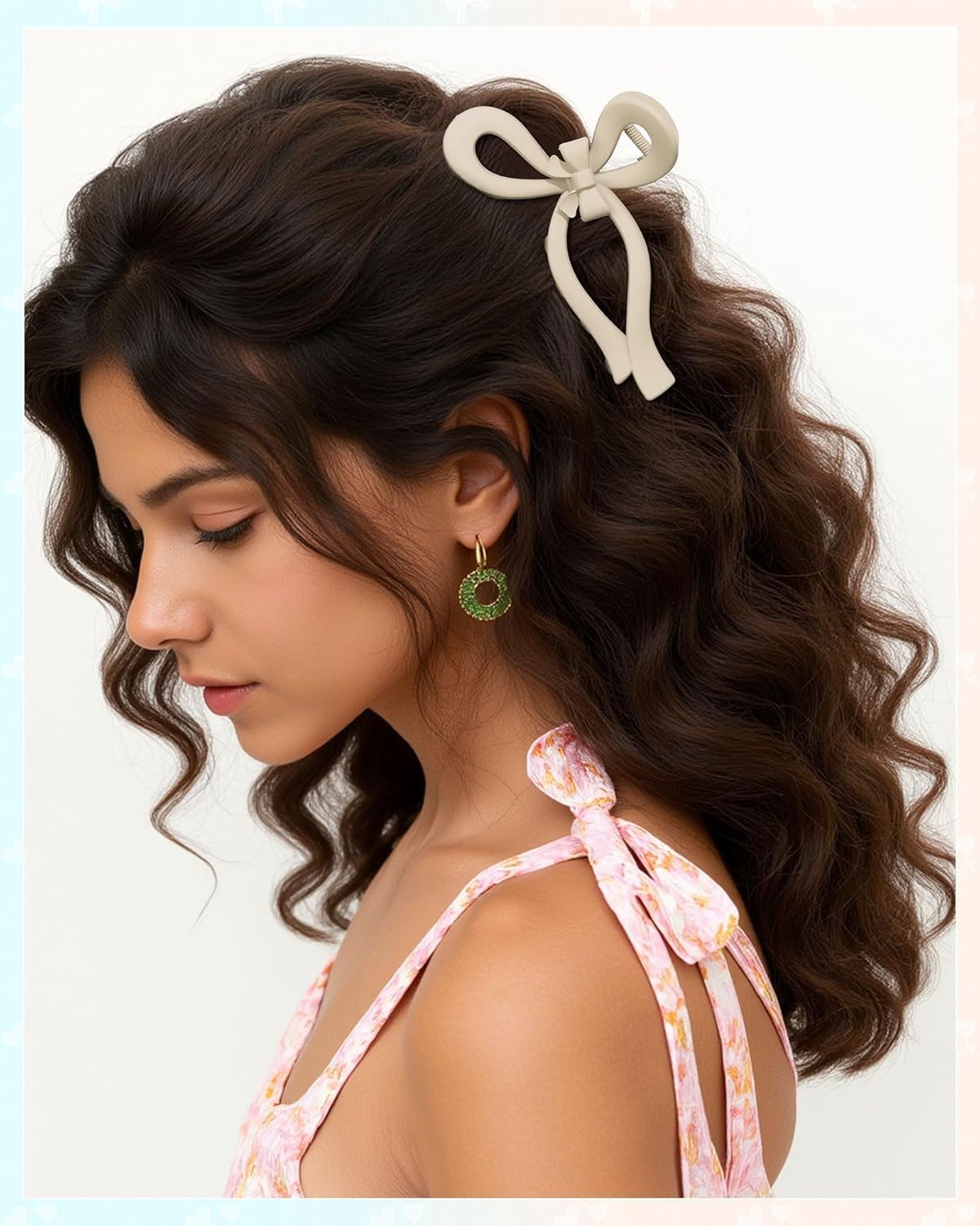 4 PCS Bow Hair Clips or Women Bow Claw Clip 4" Large Hair Claw Clips or Thick and Long Hair Cute Bows Jaw Clip (4" - Dark Apricot + Khaki + Coee + Black, 4" Larger)