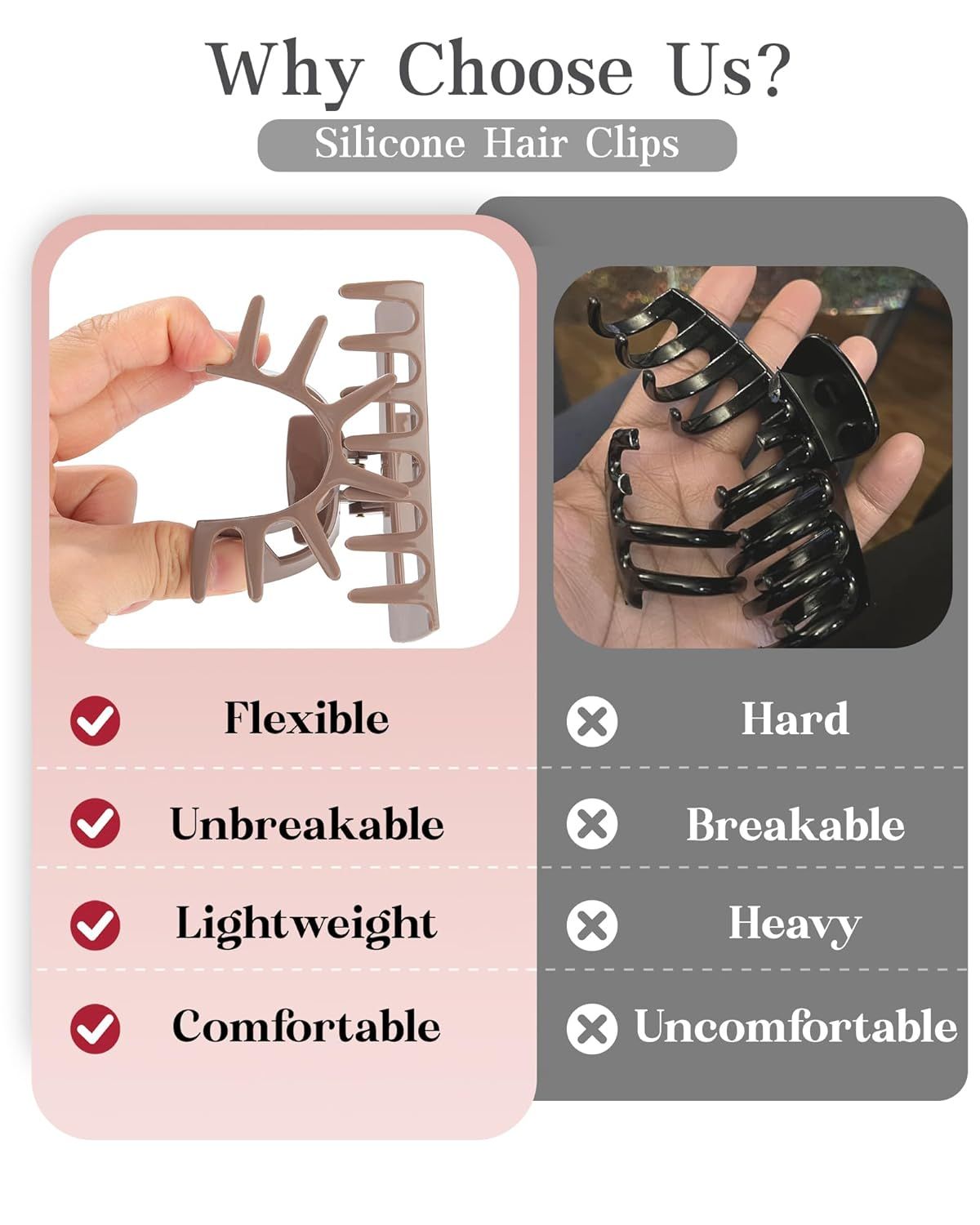 3Pcs Silicone Hair Clips lexible Claw Clips or Women Cloud Clip Bendable Large Hair Claw Clip
