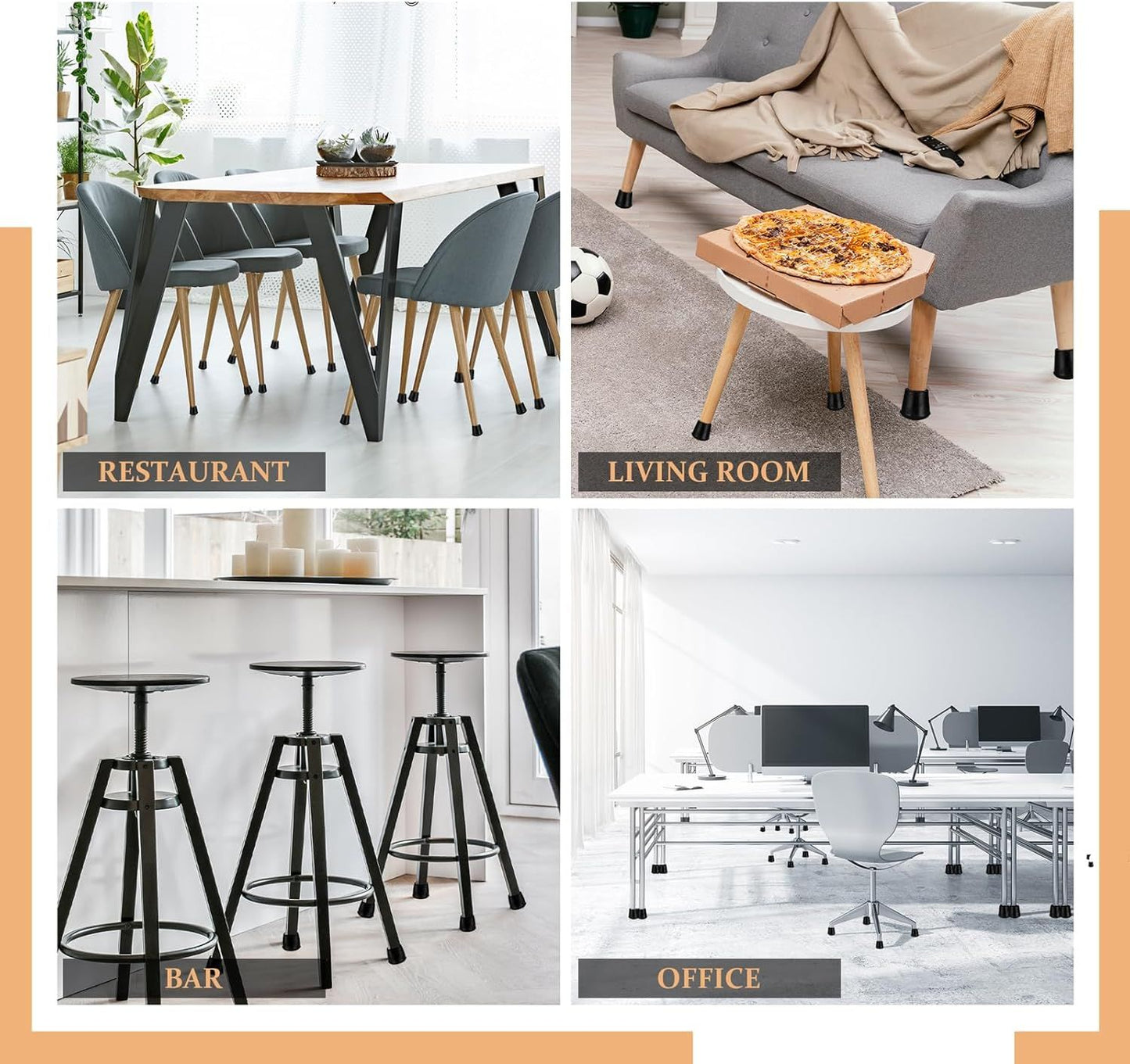 1" Round Rubber Chair Leg Tips Caps, Chair Leg loor Protectors urniture Legs Caps Non Slip Reduce Noise or Hardwood loors (Black, 12 Pack)