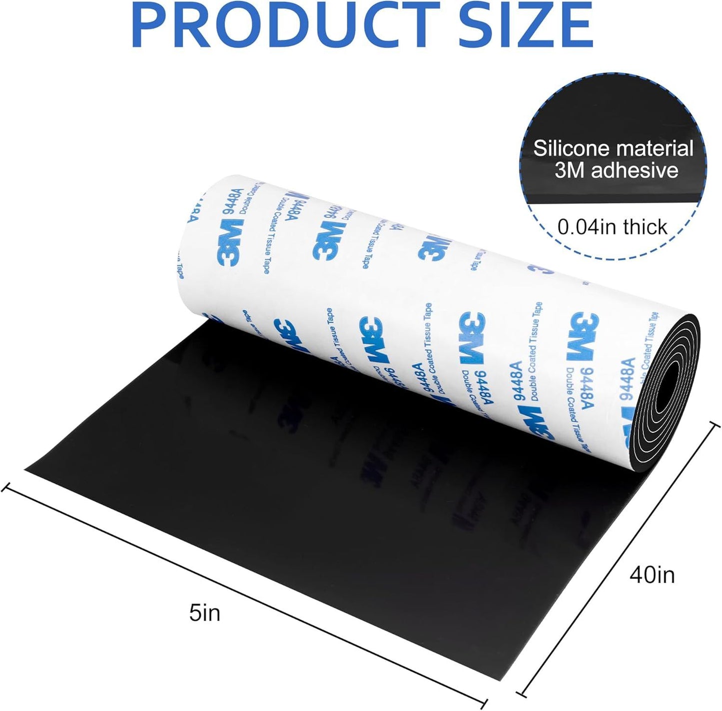 Silicone urniture Pads, 5" x 40" Non Slip urniture Pads Anti Skid Pads Non Slip Sel Adhesive Cuttable Silicone Tape Strip Roll or Protecting Hardwood loors Chair Wall Protector - Black