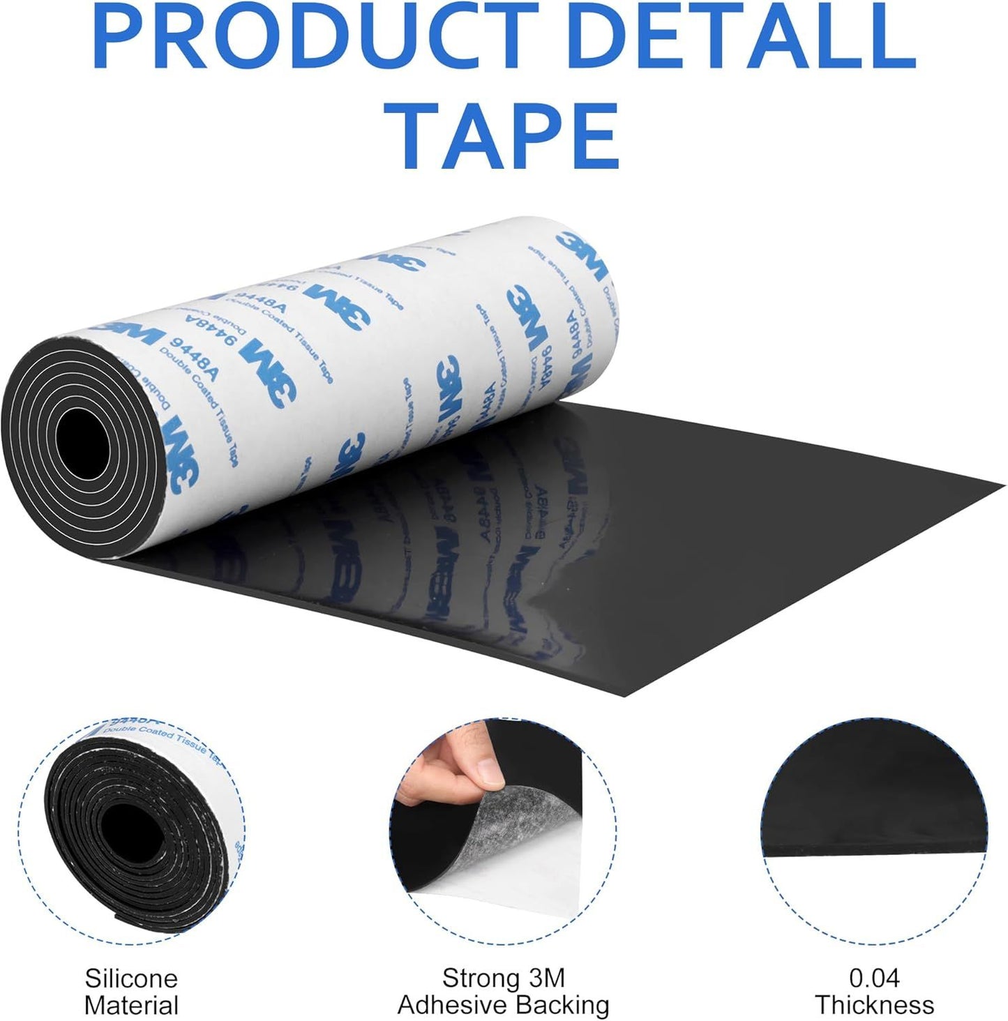 Silicone urniture Pads, 5" x 40" Non Slip urniture Pads Anti Skid Pads Non Slip Sel Adhesive Cuttable Silicone Tape Strip Roll or Protecting Hardwood loors Chair Wall Protector - Black
