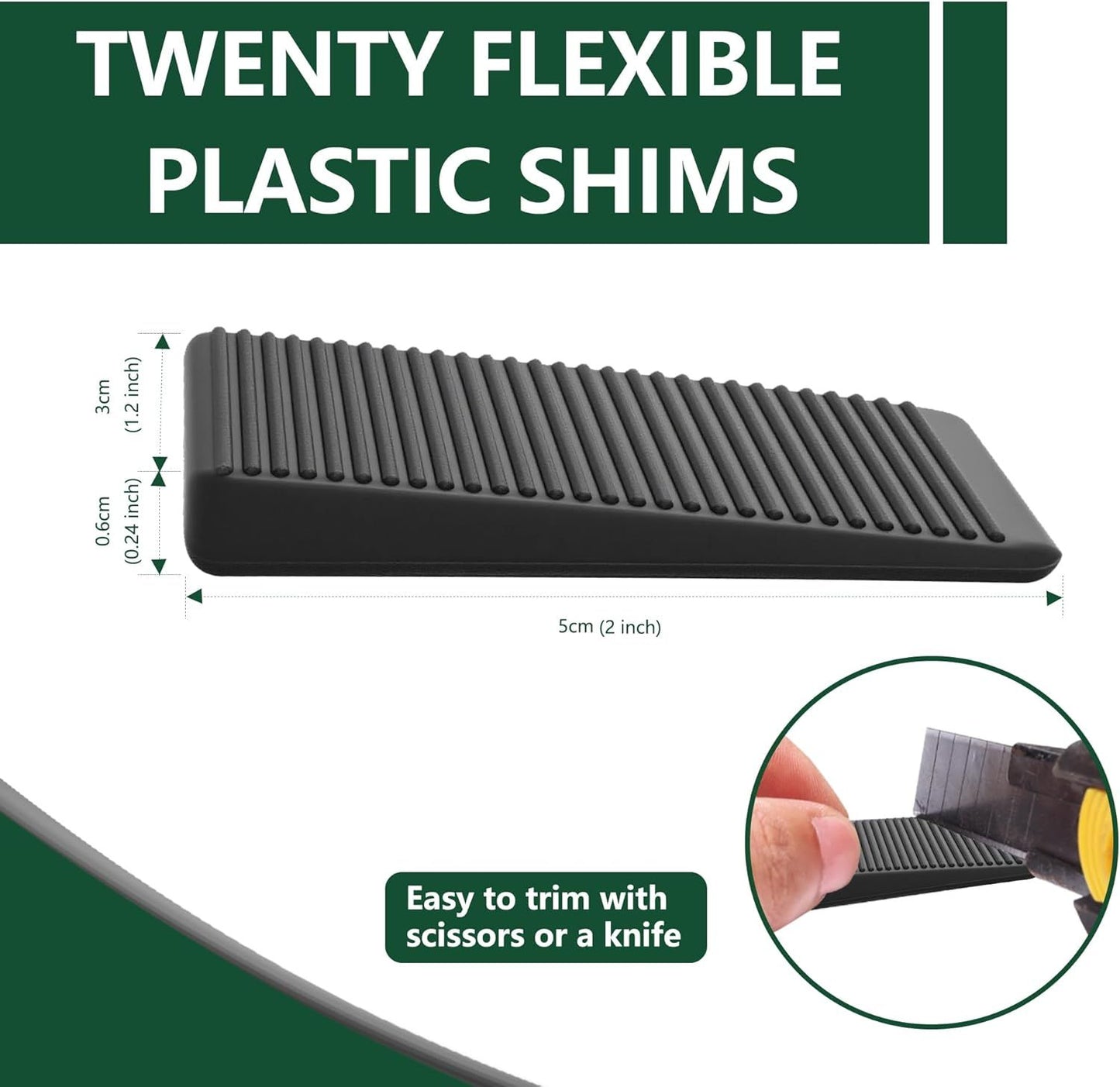 urniture Levelers, lexible Plastic Shims urniture Leveling Wedge Shims Anti-Wobble Pad or Chair Table Couch Bed Toilet or Home Improvement (Black, 20 Pack)