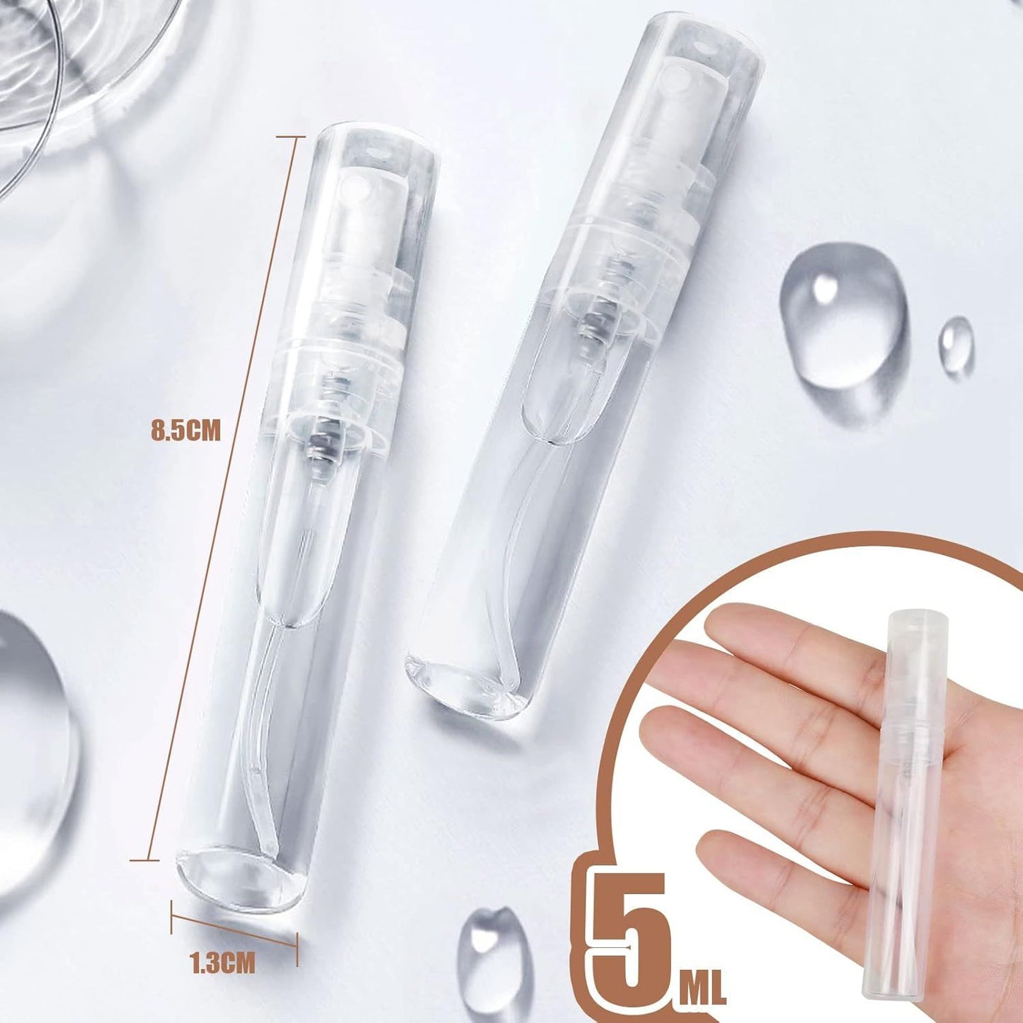 60PCS 5ml Mini Spray Bottle, Mini Clear Plastic Spray Bottle Empty, ine Mist Reillable Mini Perume Bottle, Perume Atomizer, Small Empty Sample Containers, Plastic Portable Travel Bottle
