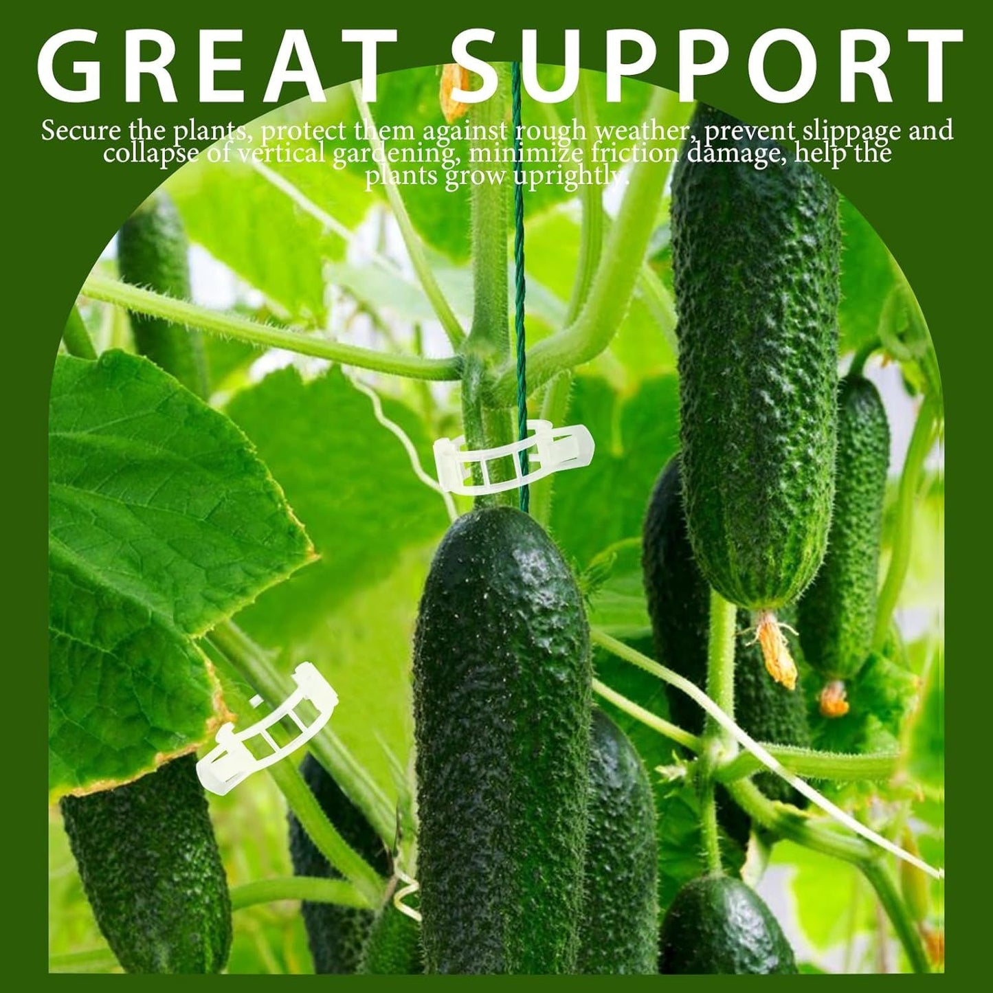 300 PCS Plant Support Clips, Plastic Garden Plant Ties, Tomato Clips Trellis or Tomato Cucumber lower Squash Vine, 1” Inner Diameter or Climbing Plants