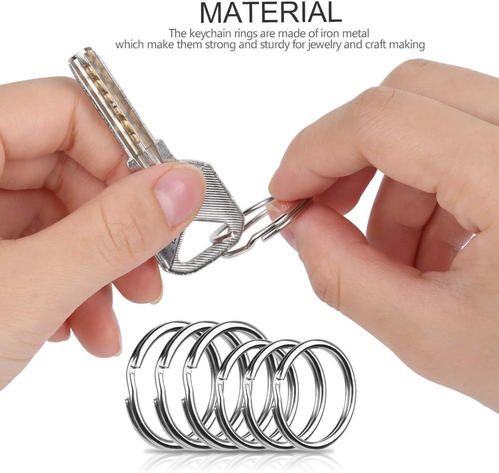 200 Pieces Split Key Rings Bulk or Keychain Key and Art Crats(25 mm /0.98 inch 100pcs ，28 mm /1.1 inch 100pcs)