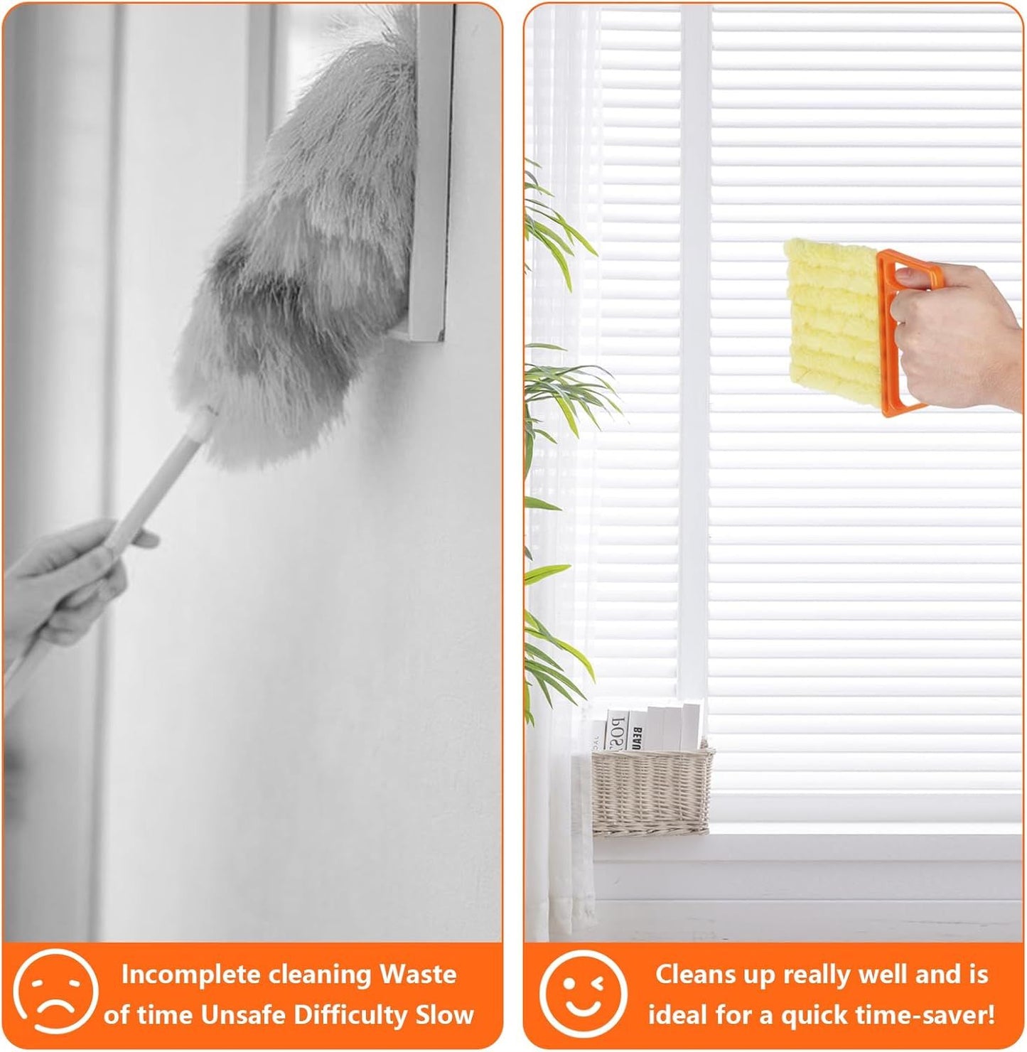 4Pcs Window Venetian Blind Cleaner Duster Tool,eather Blind Duster or Cleaning,Washable 7 inger Dusters Brush Dusting Cleaner Tool or Window Shutters Air Conditioner Vinyl Wood Blinds + 4 Cover