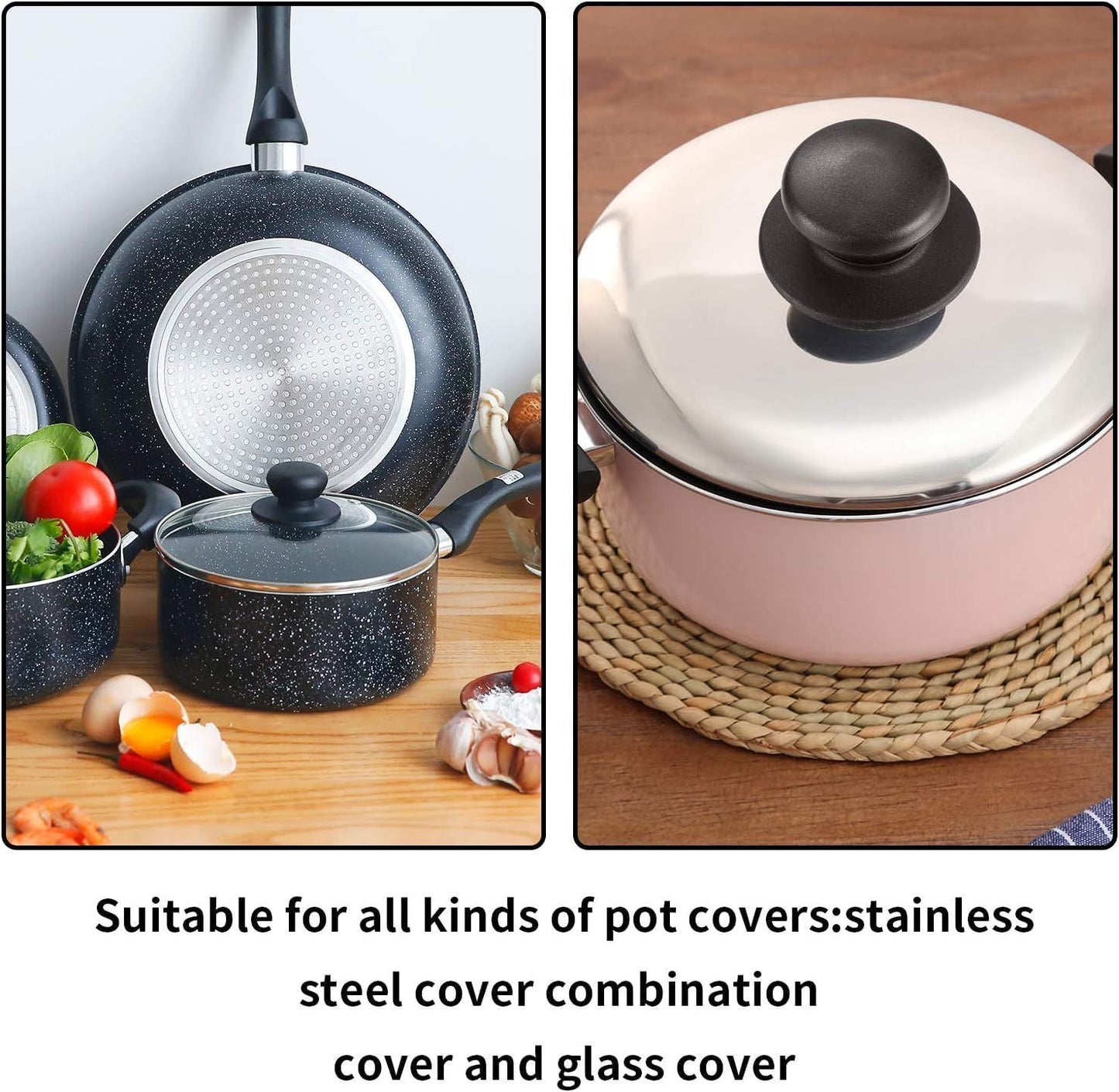4 Pcs Universal Pot Lid Knobs, Pot Lid Handle Replacement, Pot Cover Knobs, Universal Kitchen Bakelite Top Replacement or Pots and Pans Saucepan Casserole Glass Handles(Black)