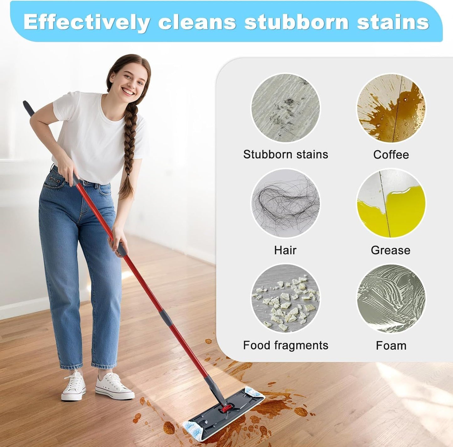 Mop Replacement Pads or OCedar H2prO lat Mop System, 6 Pack Mop Pads or Ocedar H2prO lat Mop, Machine Washable and Reusable Microiber Mop Heads Replacements, Mop Reills Sae on Various loors