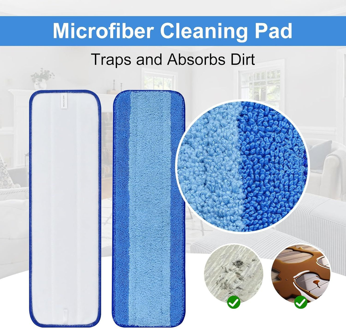 4 Pack Microiber Cleaning Pad or Bona Mop Sae or Hardwood & Hard Surace loors Dry Wet loor Cleaning - Includes 2 Microiber Cleaning Pad and 2 Dusting Pad - Microiber Mop Pads or 18Inch Mop