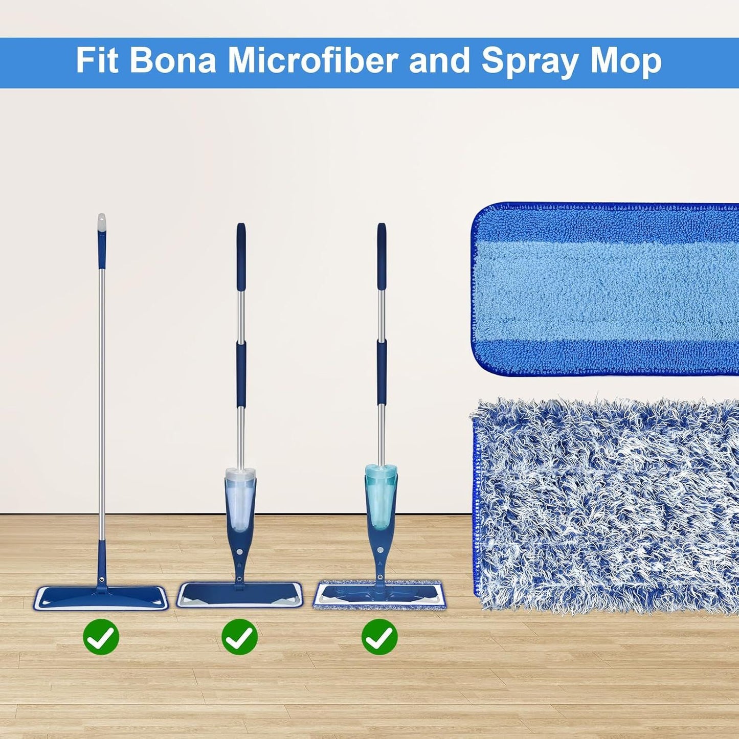 4 Pack Microiber Cleaning Pad or Bona Mop Sae or Hardwood & Hard Surace loors Dry Wet loor Cleaning - Includes 2 Microiber Cleaning Pad and 2 Dusting Pad - Microiber Mop Pads or 18Inch Mop