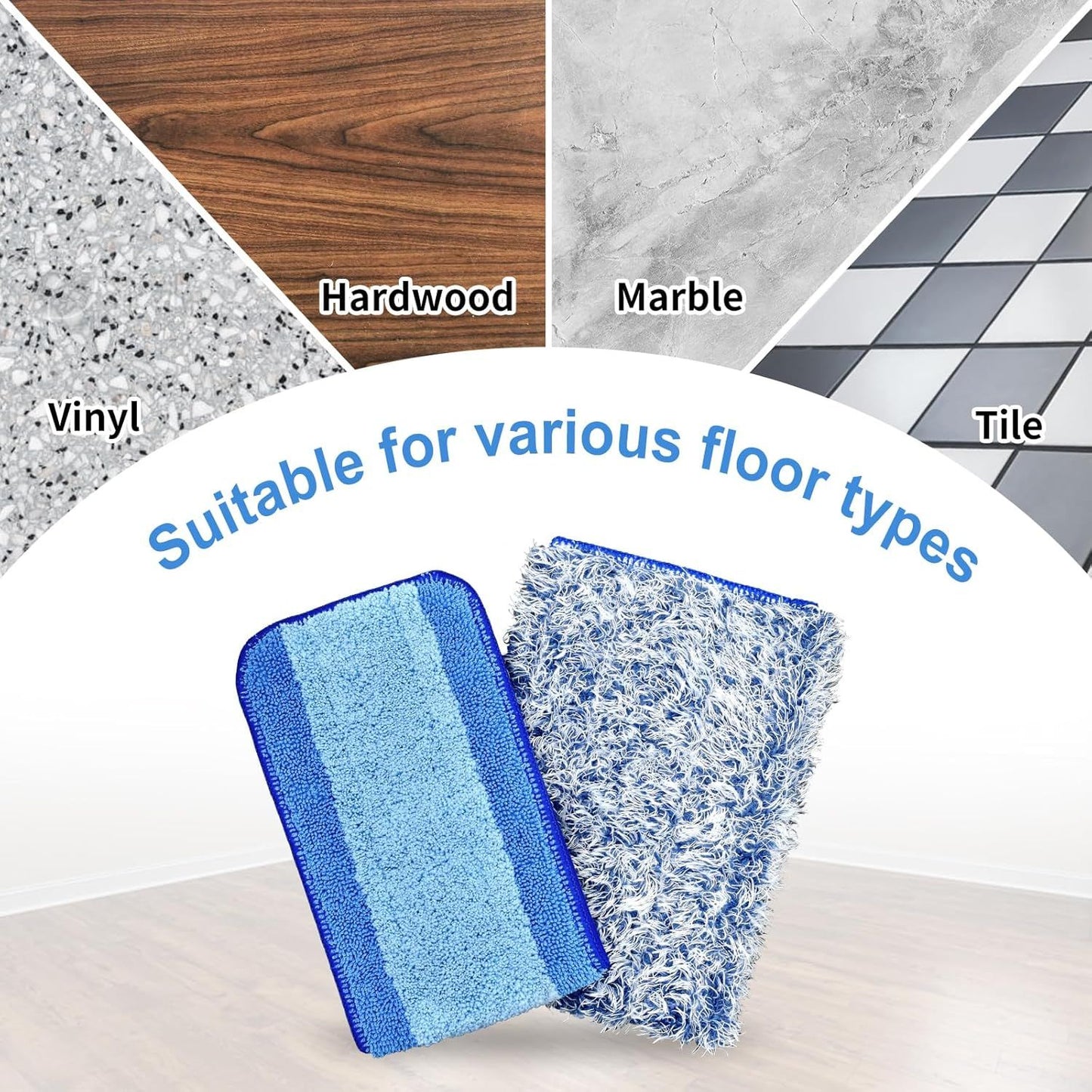 4 Pack Microiber Cleaning Pad or Bona Mop Sae or Hardwood & Hard Surace loors Dry Wet loor Cleaning - Includes 2 Microiber Cleaning Pad and 2 Dusting Pad - Microiber Mop Pads or 18Inch Mop