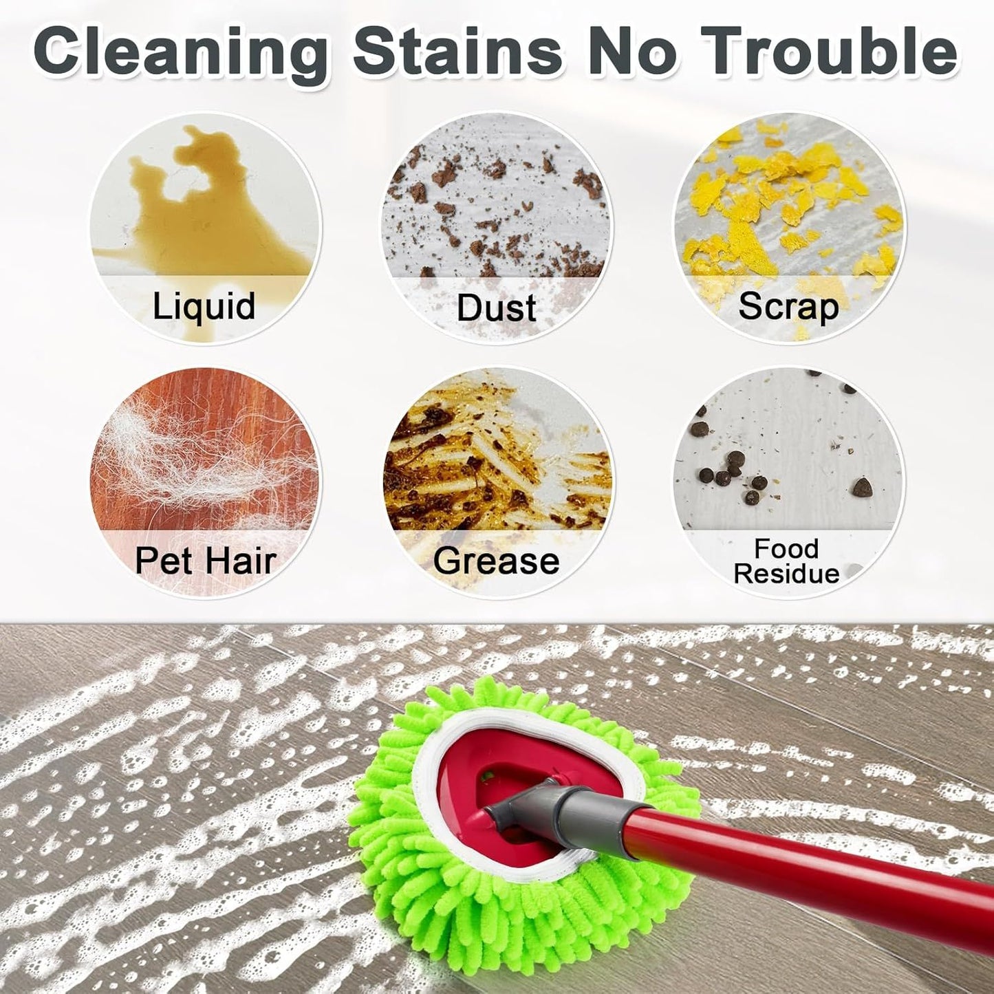 Mop Heads Replacements, 3 Pack Spin Mop Reill Replace Head or O Cedar RinseClean 2 Tank System, Microiber & Chenille, Machine Washable and Sae or Cleaning All Hard-suraced loors