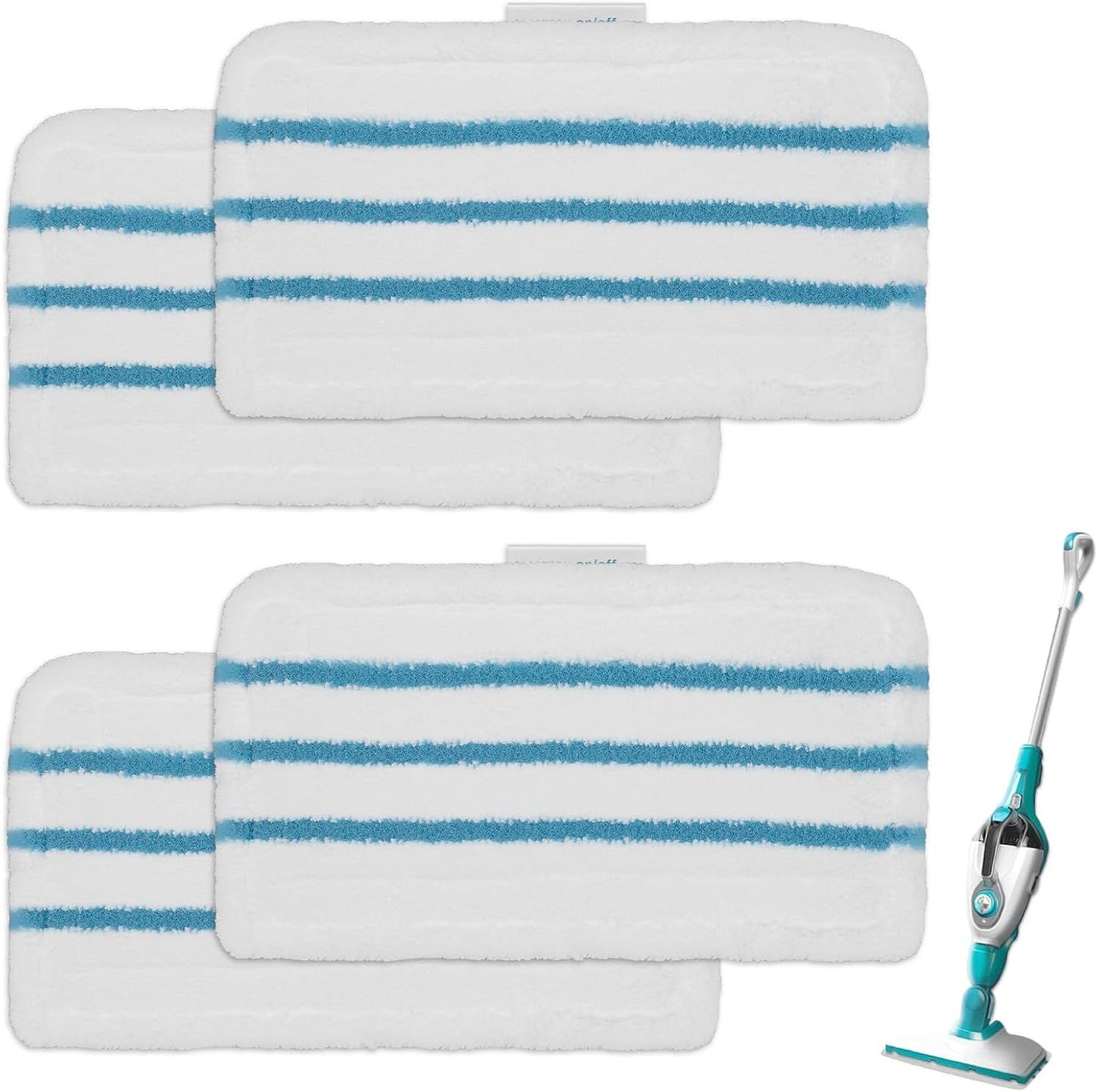 4Pack Steam Mop Pads Replacement or Black+Decker Steam Mop SM1600, SM1610, SM1620, HSM13E1, HSMC1300X, HSMC1321, HSMC1361SG Cleaner Black and Decker Steam Mop Replacement Pads