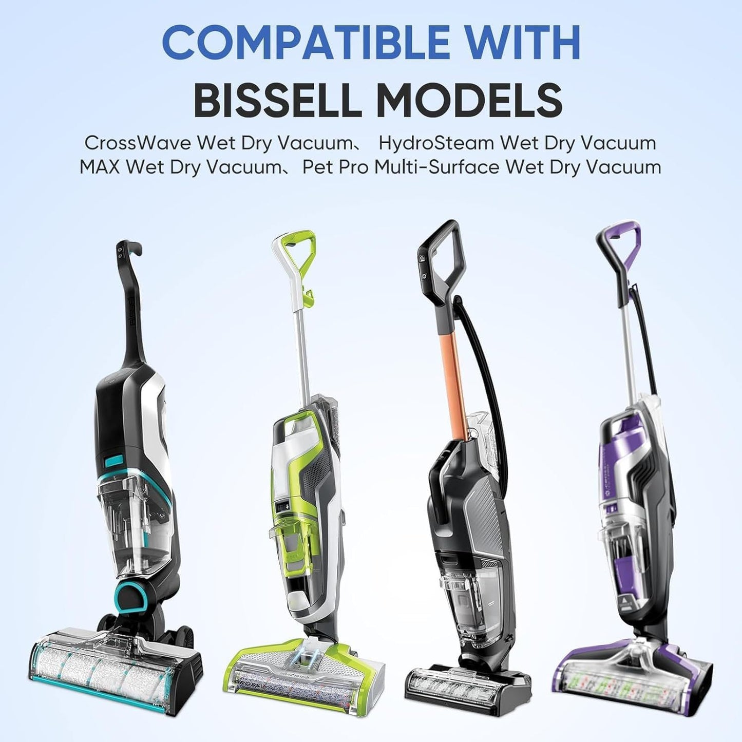 4 Pack 1866 Replacement ilters Compatible with Bissell Crosswave 1785 3888A 2551 & Crosswave Pet Pro 2306 & 2554 2596 CrossWave Cordless Max & Crosswave HydroSteam 35151 3518 Wet Dry Vacuum Cleaner