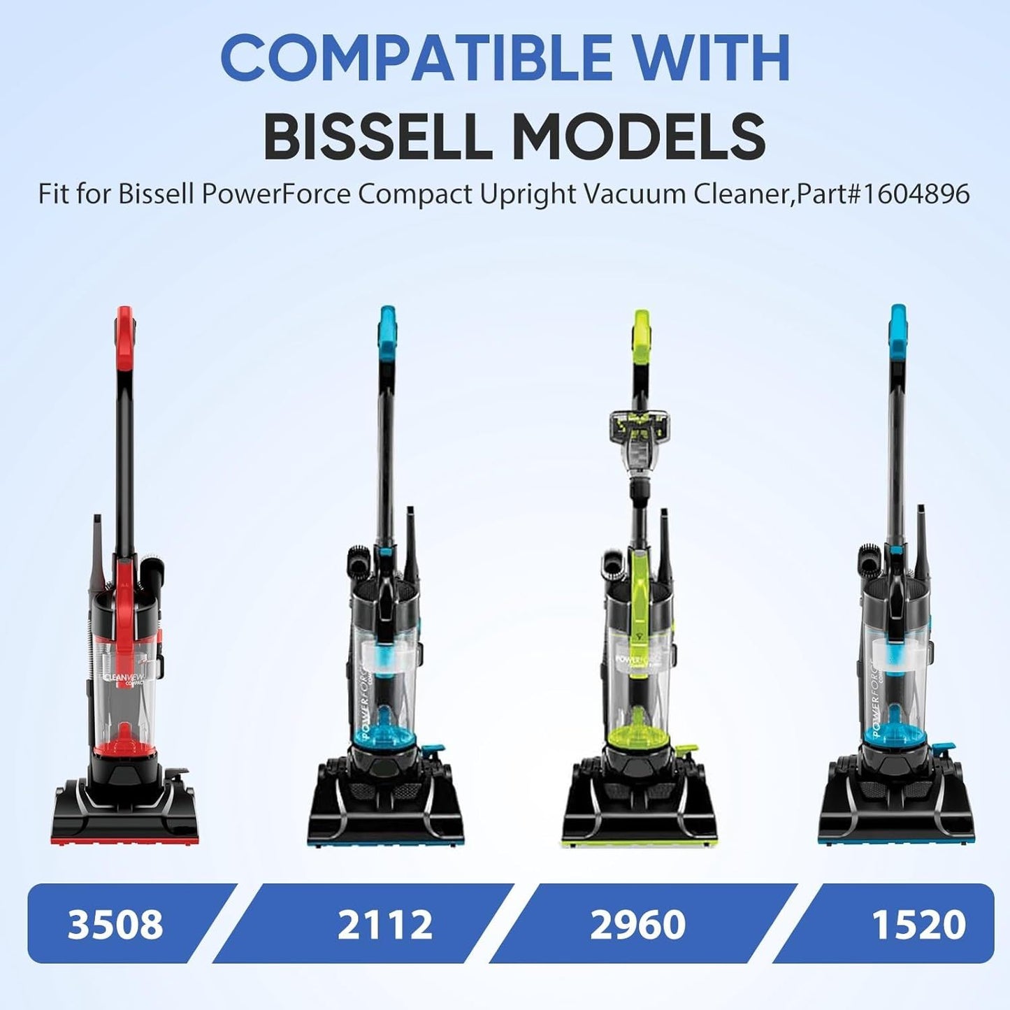 4 Pack ilter Replacement or Bissell Powerorce Compact Lightweight Vacuum Cleaner 1520 2112, Compatible with Bissell Turbo Bagless 2690 Cleanview 3508 Cleaner, Compare to Part #1604896/160-4896