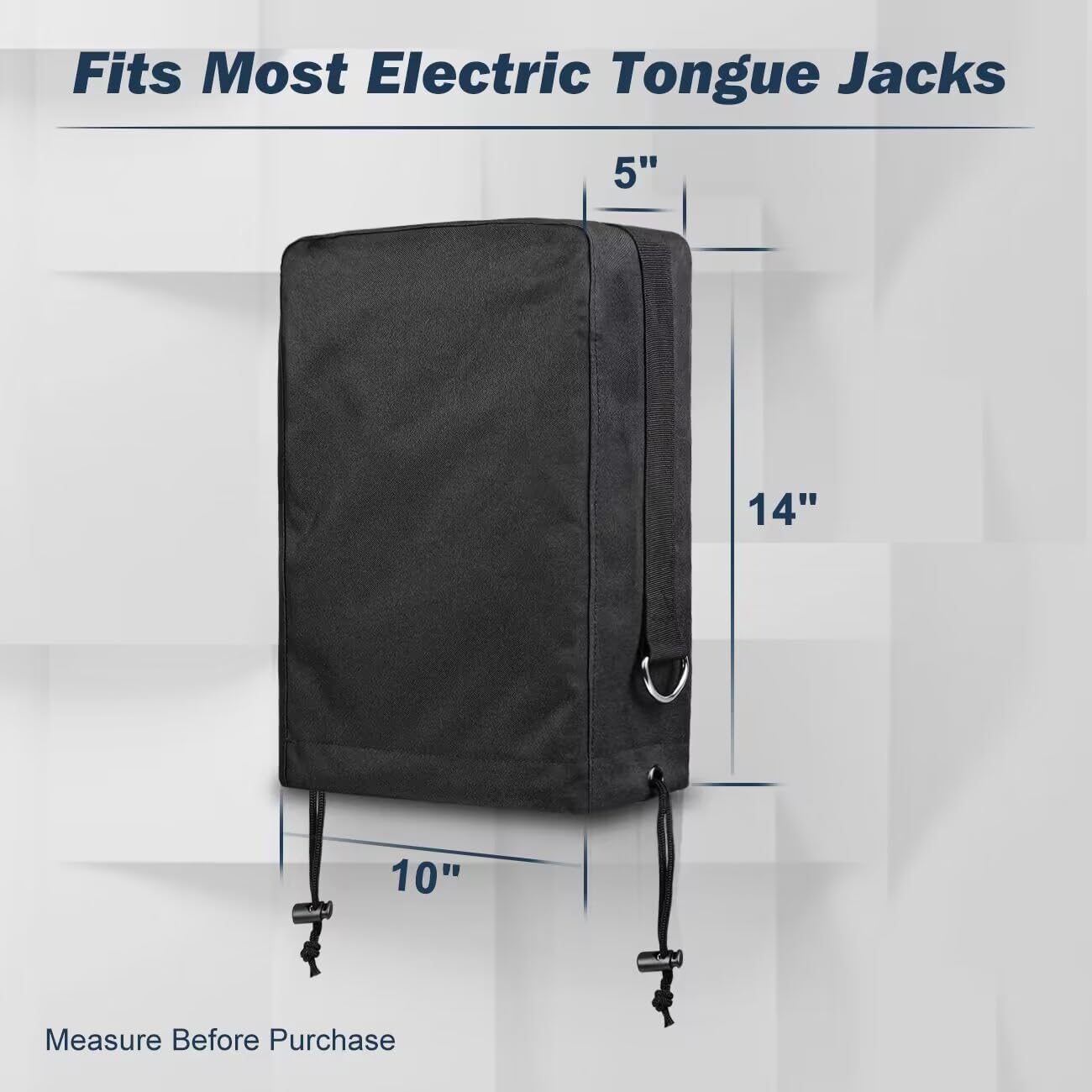 RV Electric Tongue Jack Cover- 900D Oxford Fabric Waterproof Protective- Travel Trailer Accessories for Outside Protection