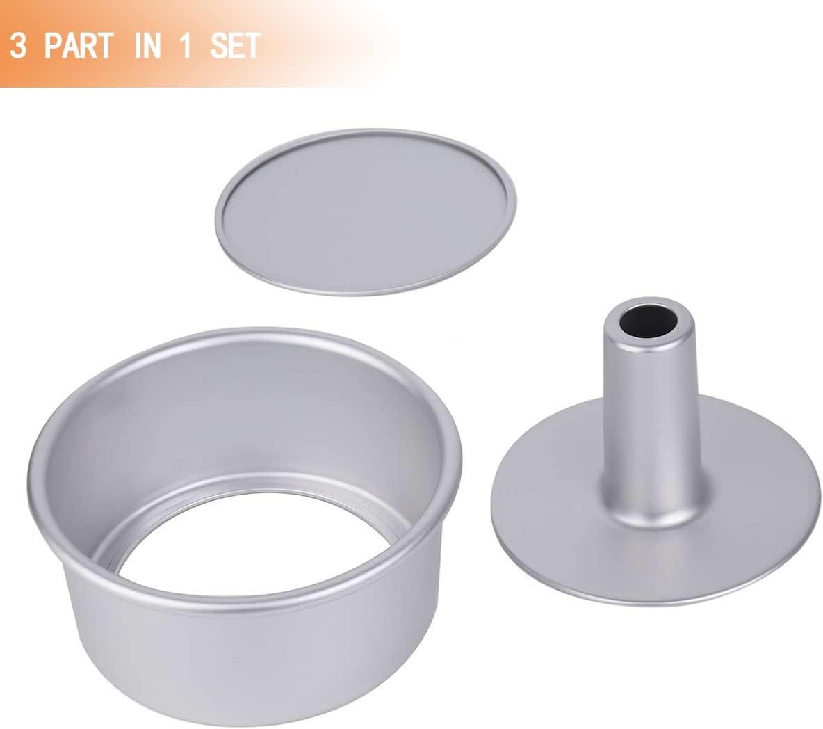 Cake Molds for Baking Bundle, 6 Inch Angel Food Cake Pan & 20pcs Egg Tart Molds