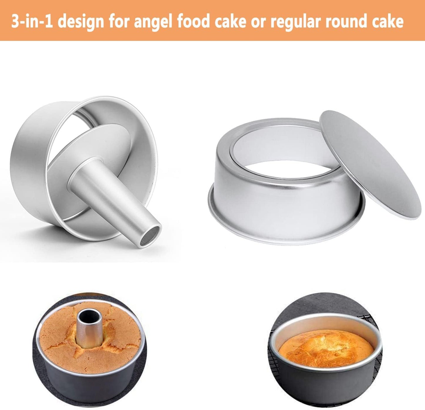 Cake Molds for Baking Bundle, 6 Inch Angel Food Cake Pan & 20pcs Egg Tart Molds