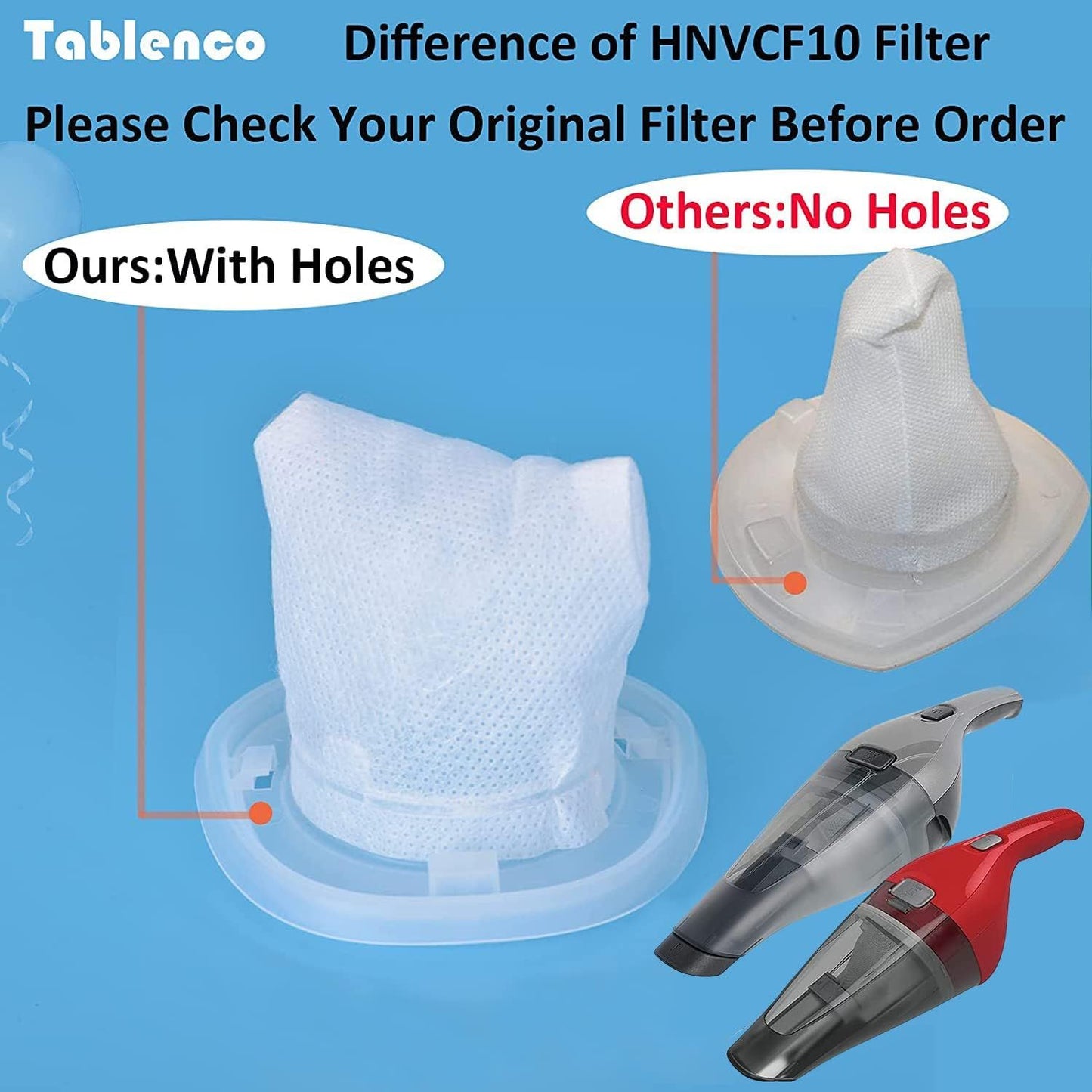 HNVC10 Replacement ilters, Compatible with Black and Decker Dustbuster Hand Vacuums HNVC215B10, HNV215B12, HNVC215BW52, HNVC115J06, HNVC115B22, HNVC220BCZ01, HNVC220BCP07 ilter (6 Pack)