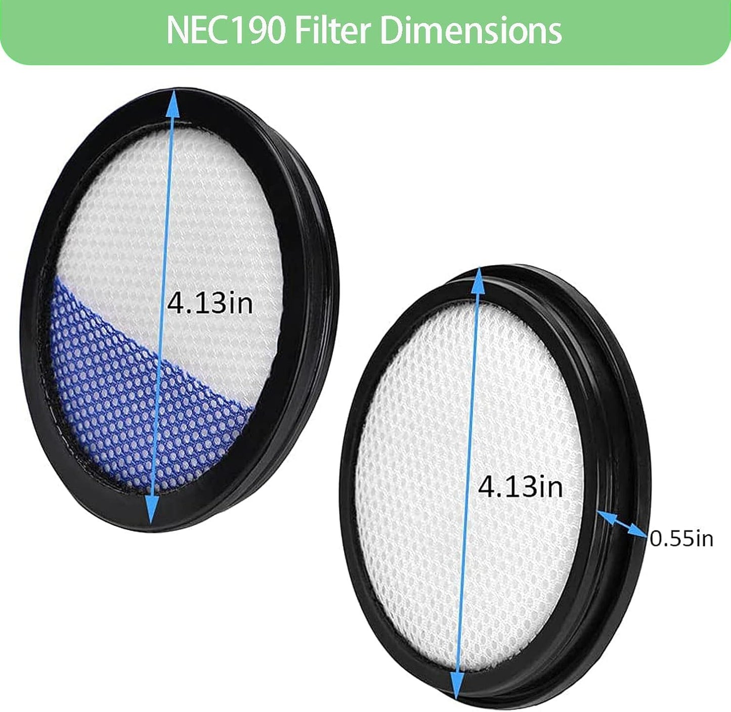 6 Pack Replacement ilters or Eureka RapidClean Pro Cordless Stick Vacuum Cleaner NEC180 NEC185 NEC186 NEC190