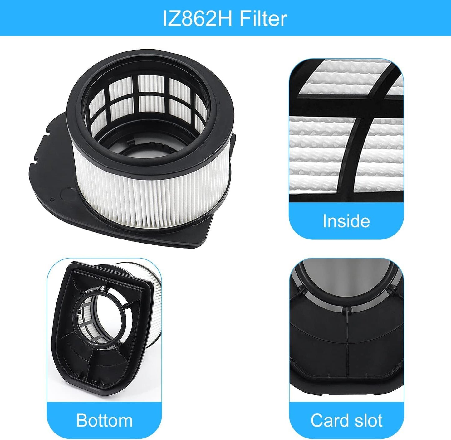 6 Pack ilter Replacement or Shark IZ862H Stratos Cordless Vacuum, Compatible with Shark IZ862H Upright Vacuum Include 2 oam ilter + 2 elt ilters Kit, White