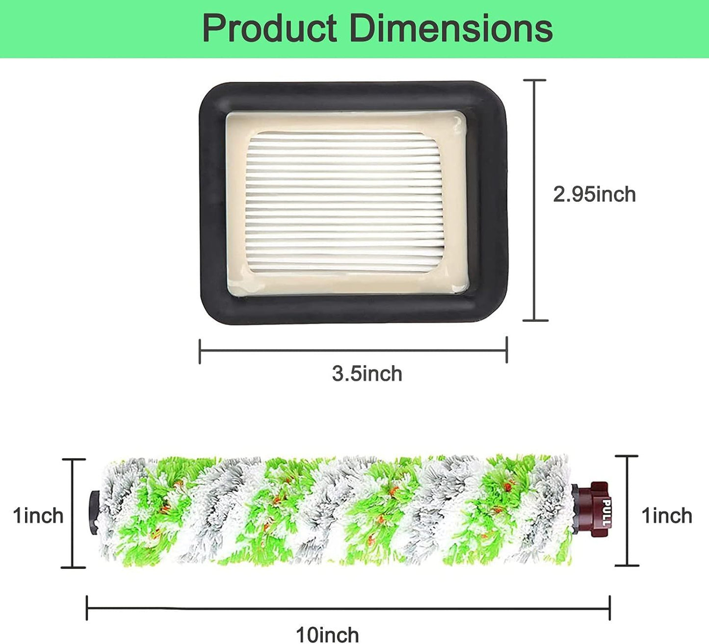 6 Pack Replacement Parts or bissell CrossWave Pet Pro 2306A & CrossWave 1785 Series 3888A Vacuum Cleaner, 3 Pack 2460 Brush Rolls,3 Pack 1866 ilters,Compare to Part 1613568&161-3568,1608684