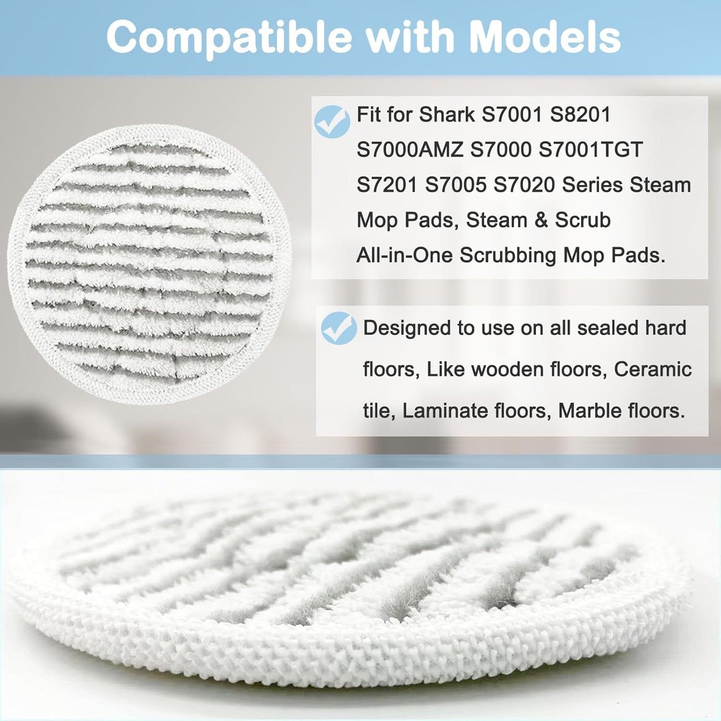 16 Pack S7001 Pads Replacement Steam Mop Pads or Shark S7001 S8201 S7201 S7000AMZ S8001 S7000 S7005 S7020 Series Steam Mop Pads,Steam & Scrub All-in-One Scrubbing Mop Pads,Compare Part #:XKITP7000