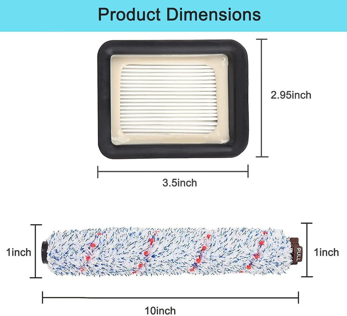 6 Pack Replacement Parts Compatible with Bissell CrossWave Vacuum Cleaner, 3 Pack Multi-Surace Brush Roll 1868 ,3 Pack Vacuum ilter 1866,Compare to Part 1608683, 160-8683, 1608684