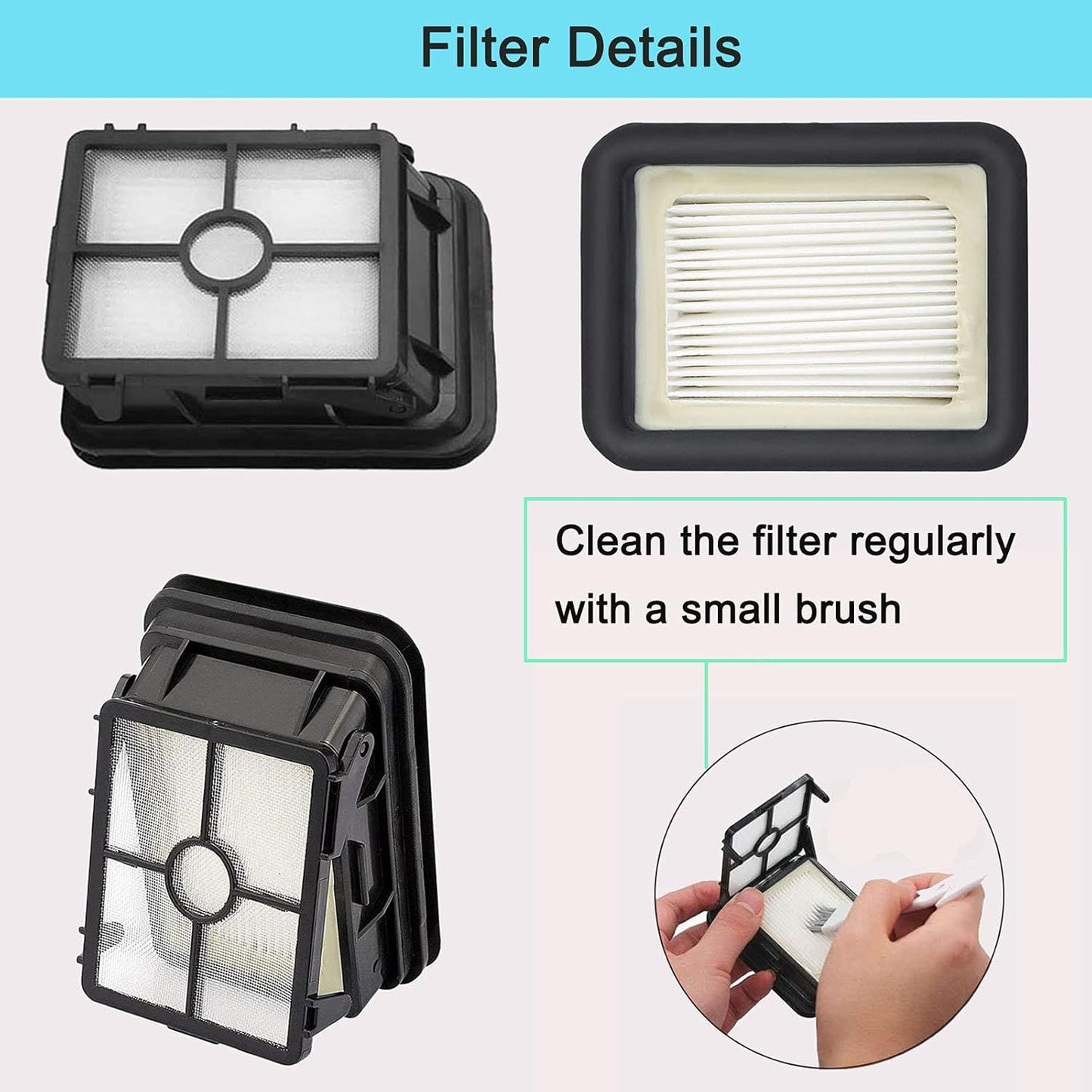 6 Pack Replacement Parts Compatible with Bissell CrossWave Vacuum Cleaner, 3 Pack Multi-Surace Brush Roll 1868 ,3 Pack Vacuum ilter 1866,Compare to Part 1608683, 160-8683, 1608684
