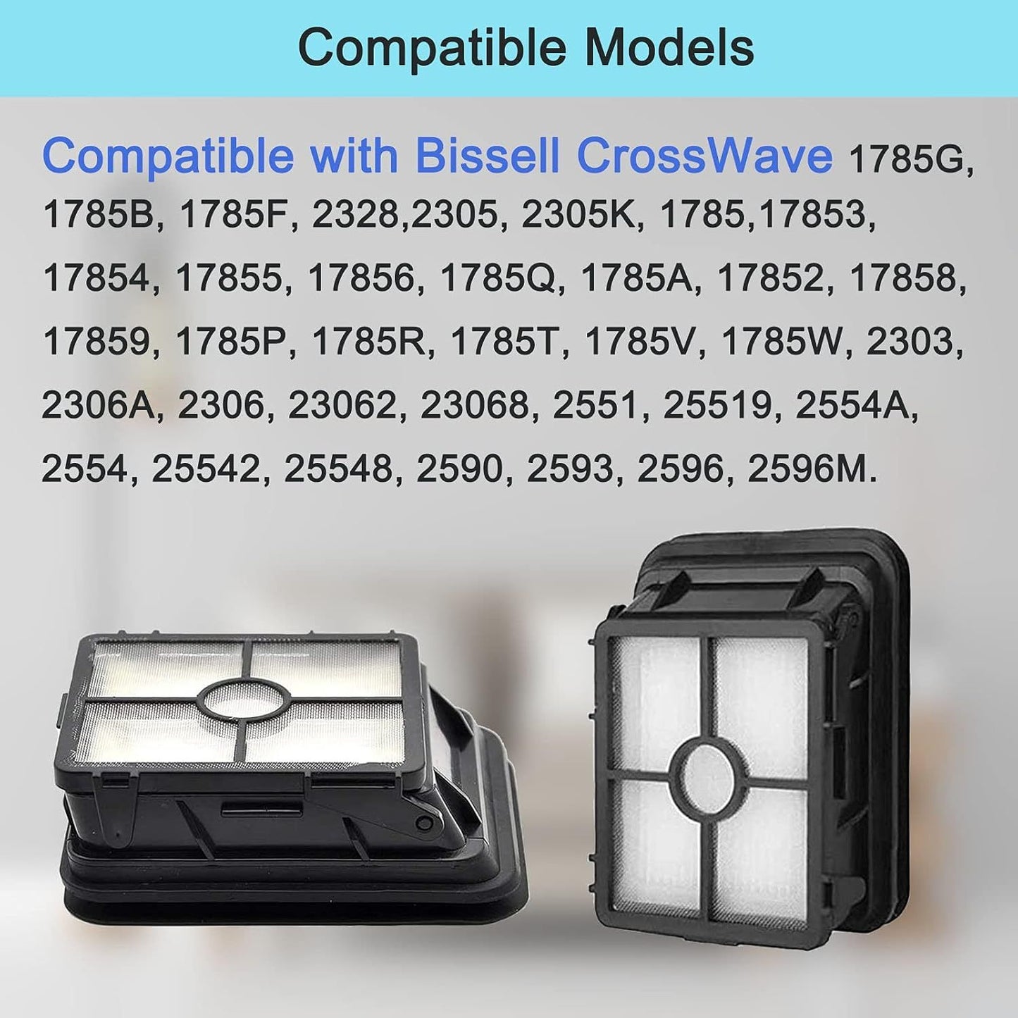 8 Pack 1866 Replacement ilters Compatible with Bissell Crosswave 1785 2306 2551 & 2554 CrossWave Cordless Max All in One Wet-Dry Vacuum Cleaner, Compare to Part # 1608684