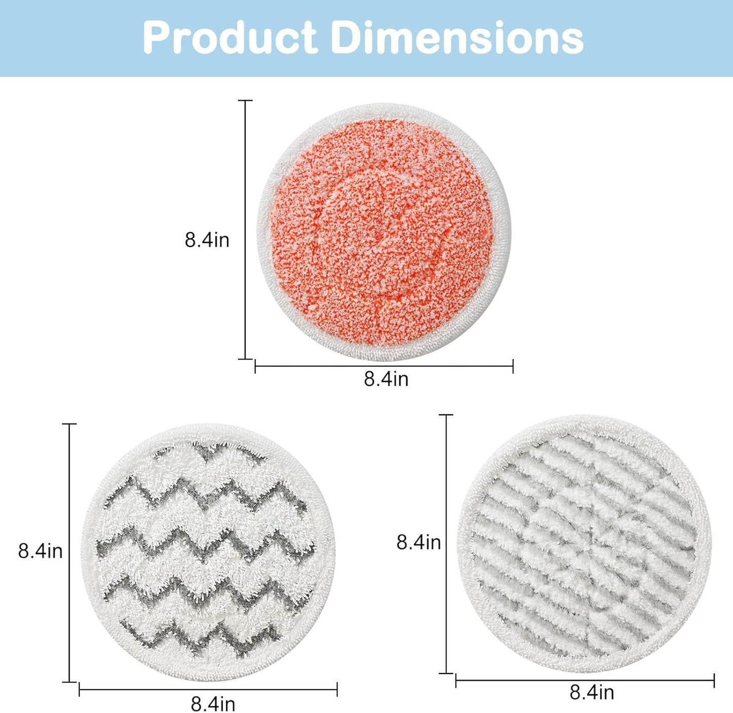 8 Pack Upgraded 3897A Rotating Mop Pads Replacement Steam Mop Pads or Bissell SpinWave SmartSteam Scrubbing Steam Mop 3897A,3712,3712W Steam Rotating Mop Pads,Part No 1641112
