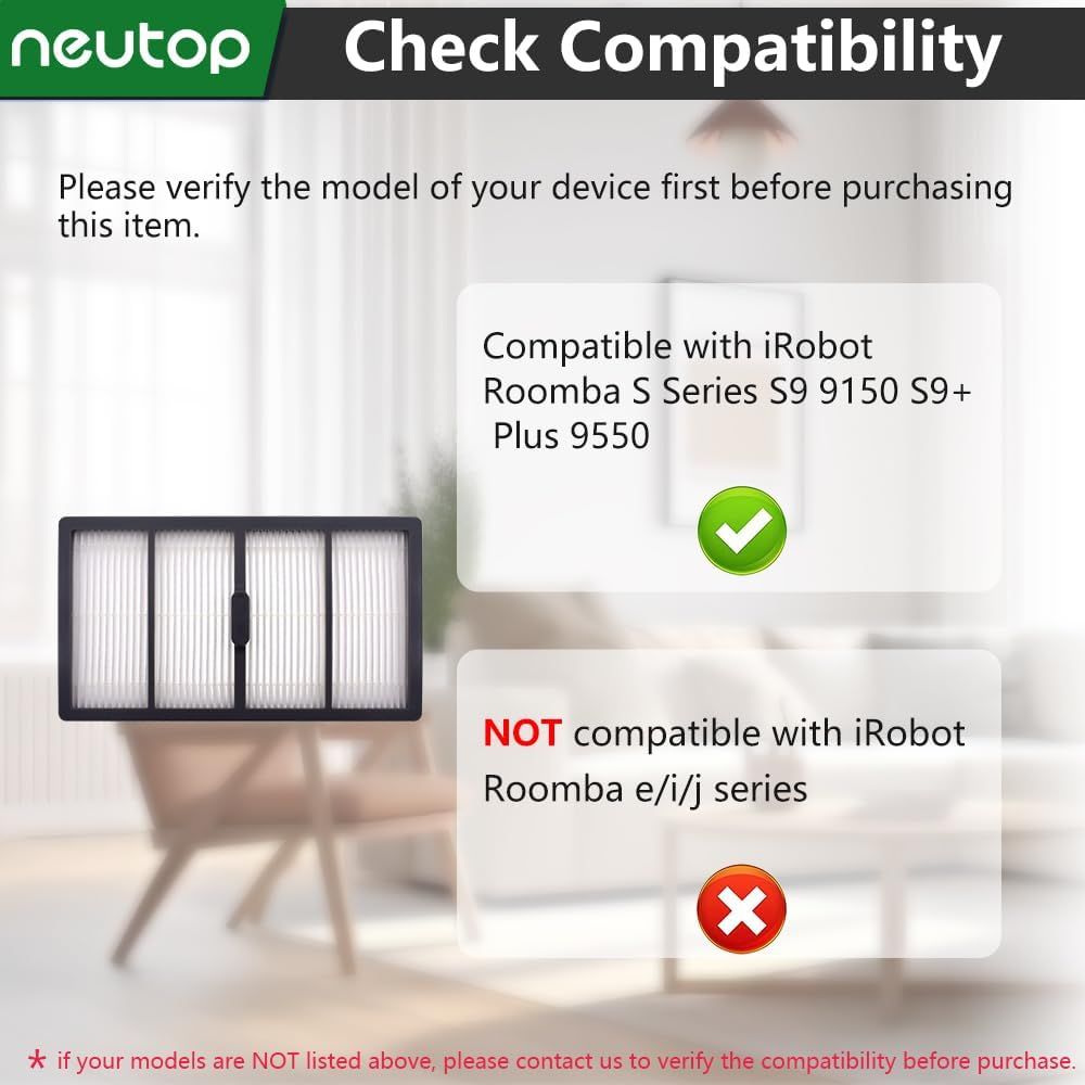 Replacement ilters Compatible with iRobot Roomba S Series S9 9150 S9+ Plus 9550 Robot Vacuums, 8-Pack.