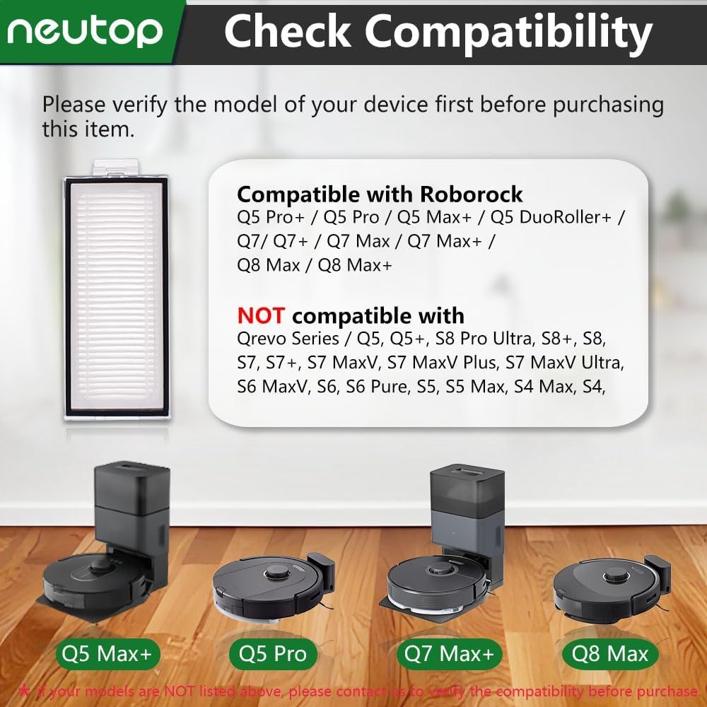 Replacement ilters Compatible with  Q5 Pro/Pro+/Max +, Q5 DuoRoller+, Q7, Q7+, Q7 Max/Max+, Q8 Max/Max+, Robot Vacuum and Mops, 8-Pack.