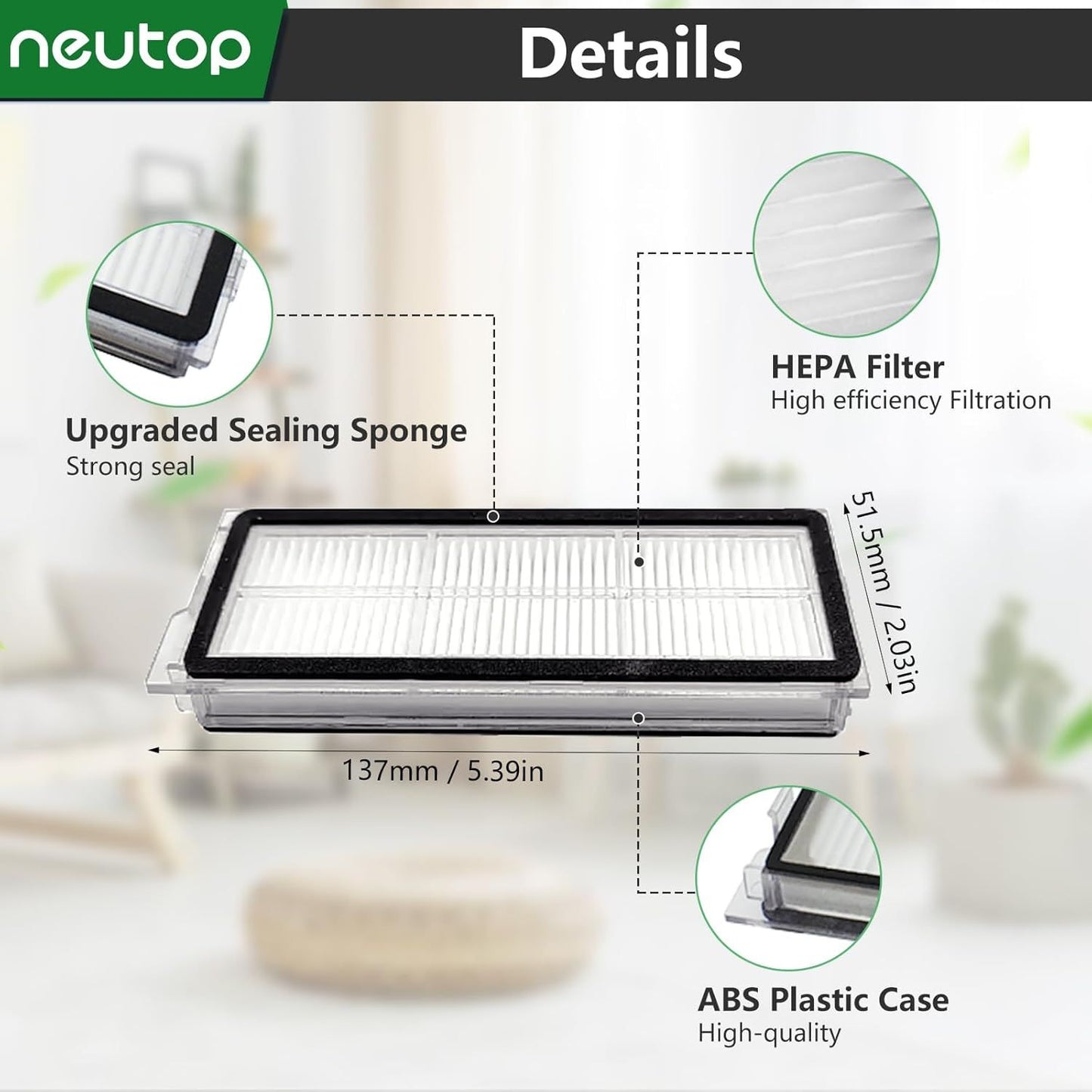 Replacement ilters Compatible with  Qrevo S, Qrevo Plus, Qrevo Pro, Qrevo S5V, QV 35A, QV 35S, Qrevo Edge, Qrevo Edge S5A, Qrevo Curv, Qrevo Curv S5X, Robot Vacuums, 8-pack