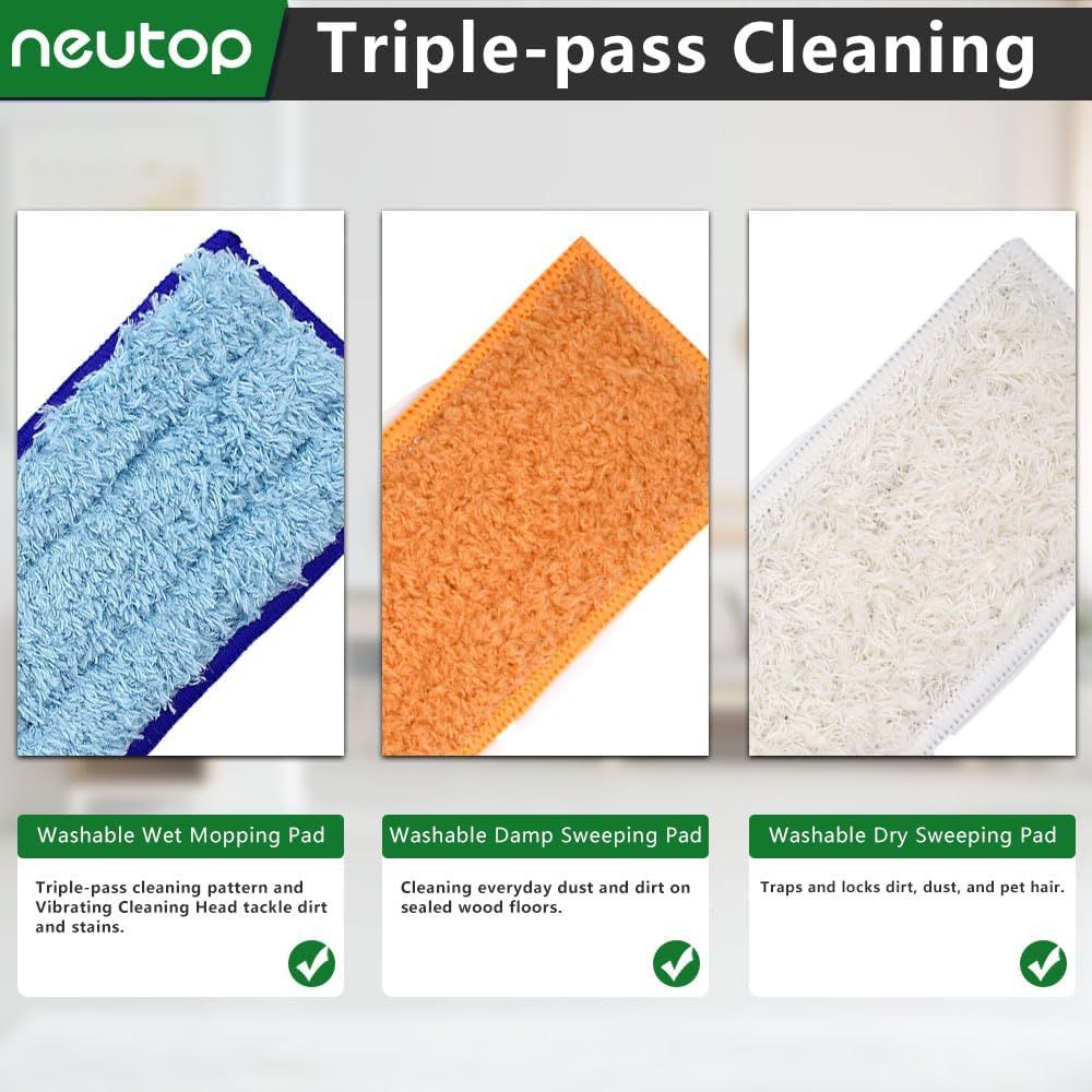 Mop Pads Compatible with iRobot Braava Jet 200 Series 240 241 244 245 250 Robot Mops, Washable and Reusable, 4 Wet 4 Dry 4 Damp.