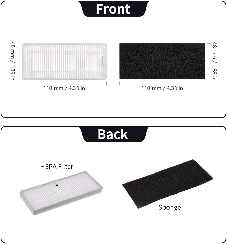 Replacement Parts Compatible with euy RoboVac 11S, 15T, 30, 30C, 15C, 12, 25C, 35C Accessories with 2 Main Rolling Brushes 6 ilter Sets 6 Side Brushes