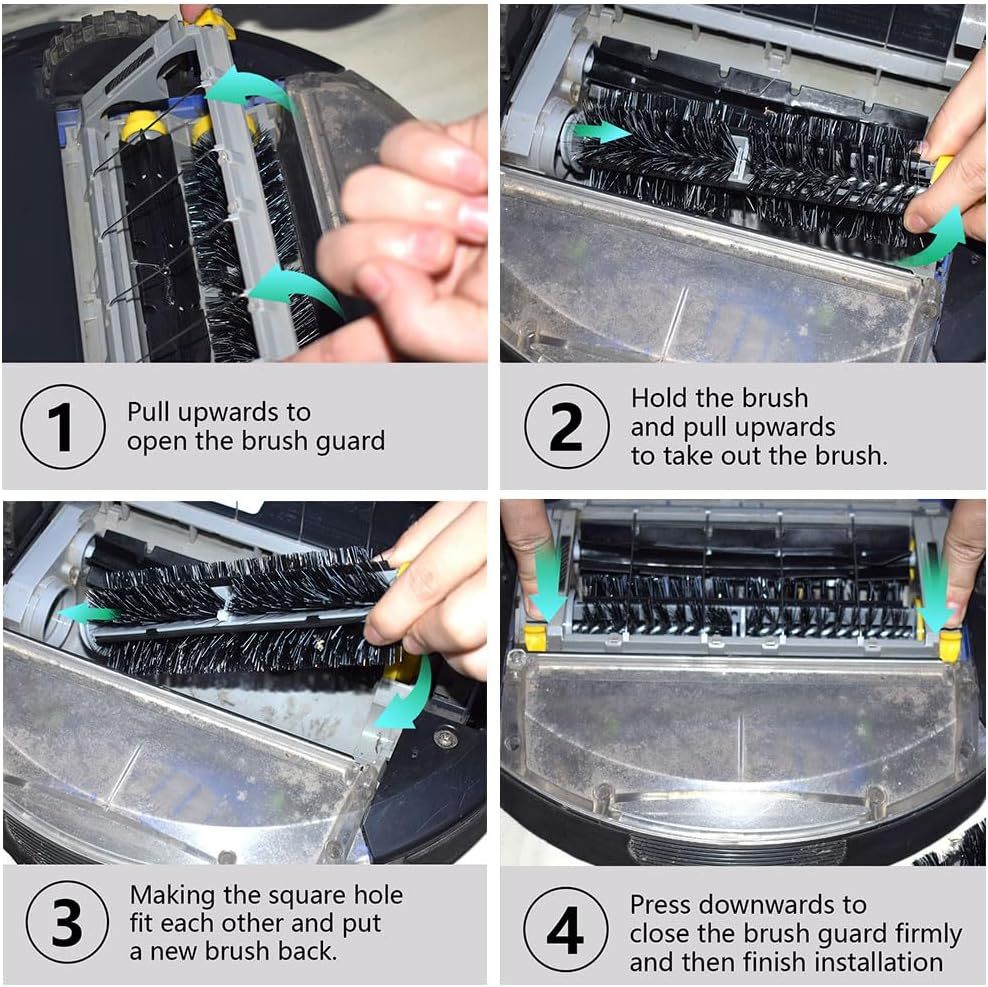 Replacement Brush Compatible with iRobot Roomba 675 677 671 670 665 655 645 694 692 614 Robot Vacuums ONLY, with 2 Bristle and 2 lexible Beater Rollers, 2 Edge Sweeping Brushes, 2 Screws.