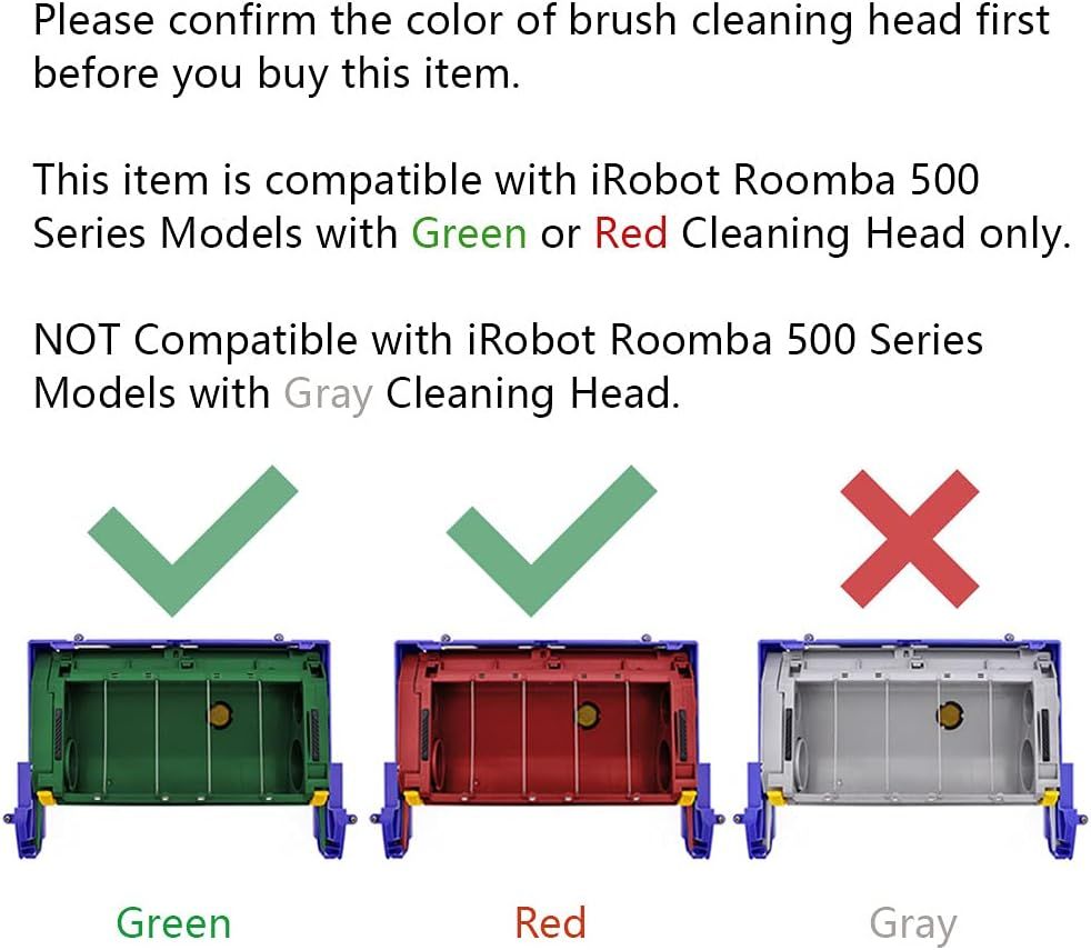 Replacement Parts Accessories ilters Brushes Compatible with iRobot Roomba 500 Series 555 560 561 562 570 581 and Other Models with Green or Red Cleaning Head.