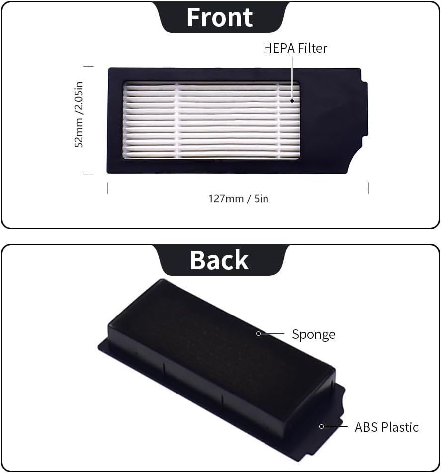 Replacement Parts Compatible with Ecovacs Deebot X1 Plus/Turbo/Omni, T10 Plus/Omni, Robot Vacuum Accessories 1 Roller 4 ilter Sets 6 Side Brushes.