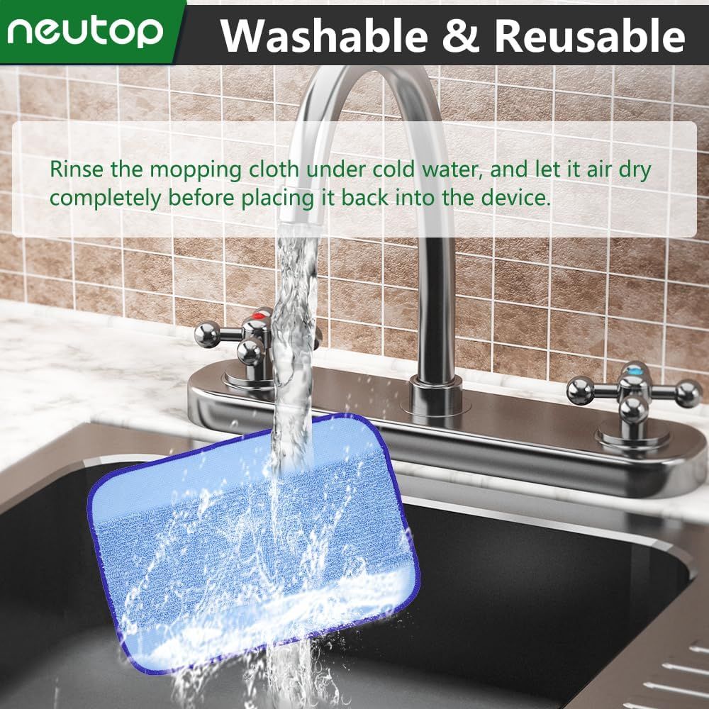 Microiber Washable Wet Mopping Cloths Pads Water Wick Caps Kit Replacement Compatible with iRobot Braava 320 380 381 380T 390 390T Mint 4200 4205 5200 5200C Model, 9 Wet Mops 5 Wick Cap.