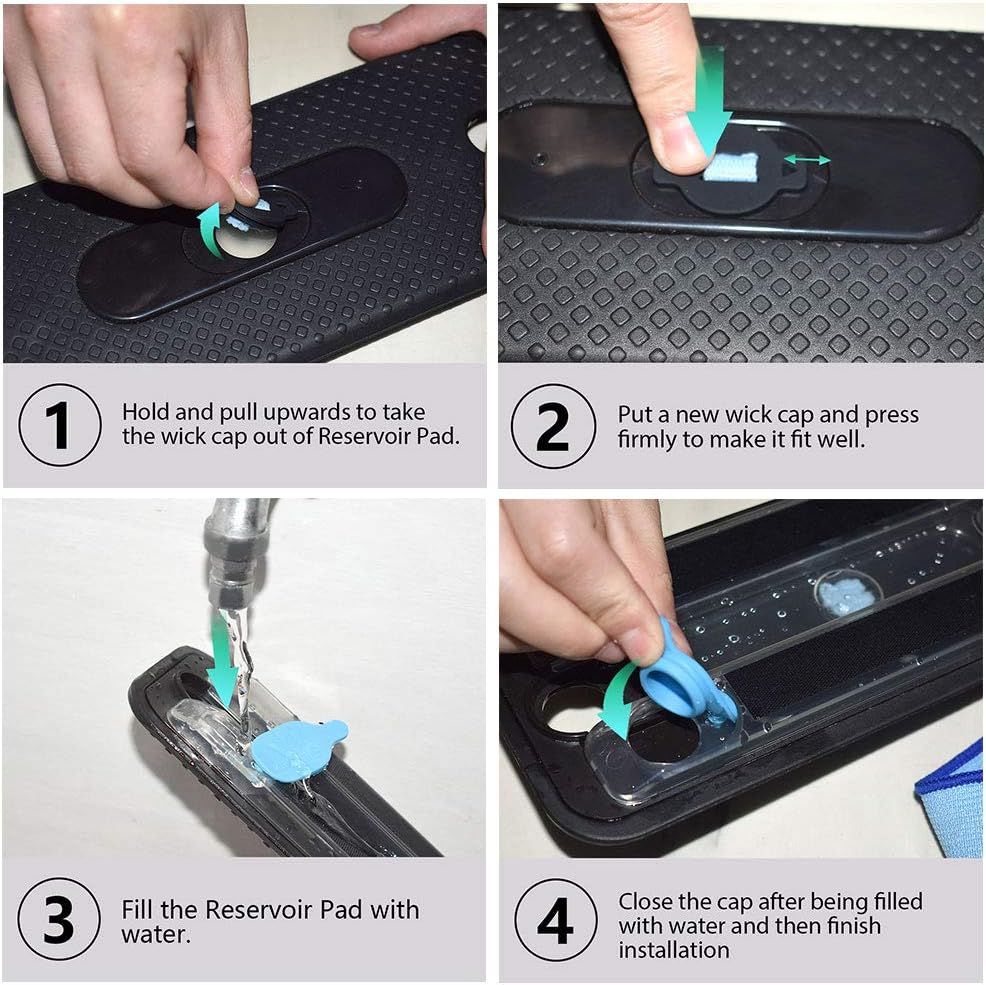 Microiber Washable Wet Mopping Cloths Pads Water Wick Caps Kit Replacement Compatible with iRobot Braava 320 380 381 380T 390 390T Mint 4200 4205 5200 5200C Model, 9 Wet Mops 5 Wick Cap.