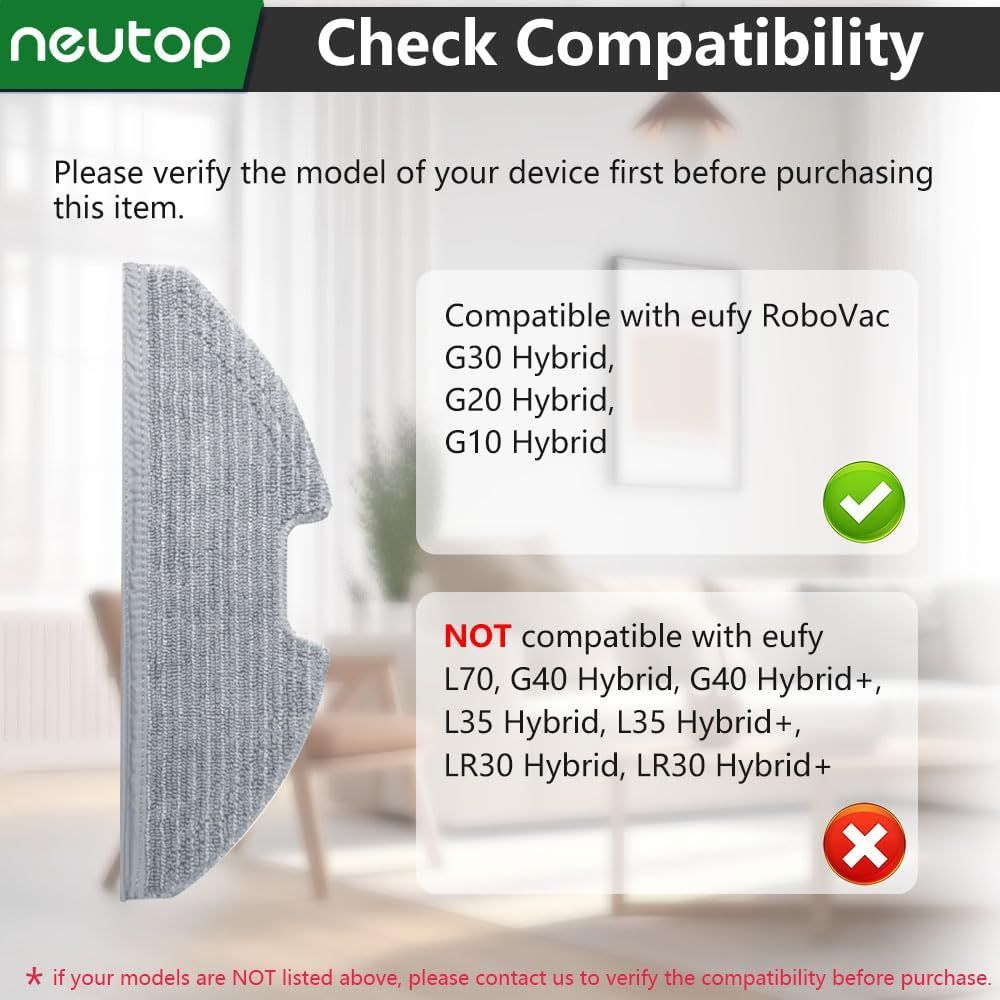 Replacement Washable Mopping Cloth Mop Pads Compatible with euy RoboVac G30/G20/G10 Hybrid, Robot Vacuums Accessory, 6-Pack.