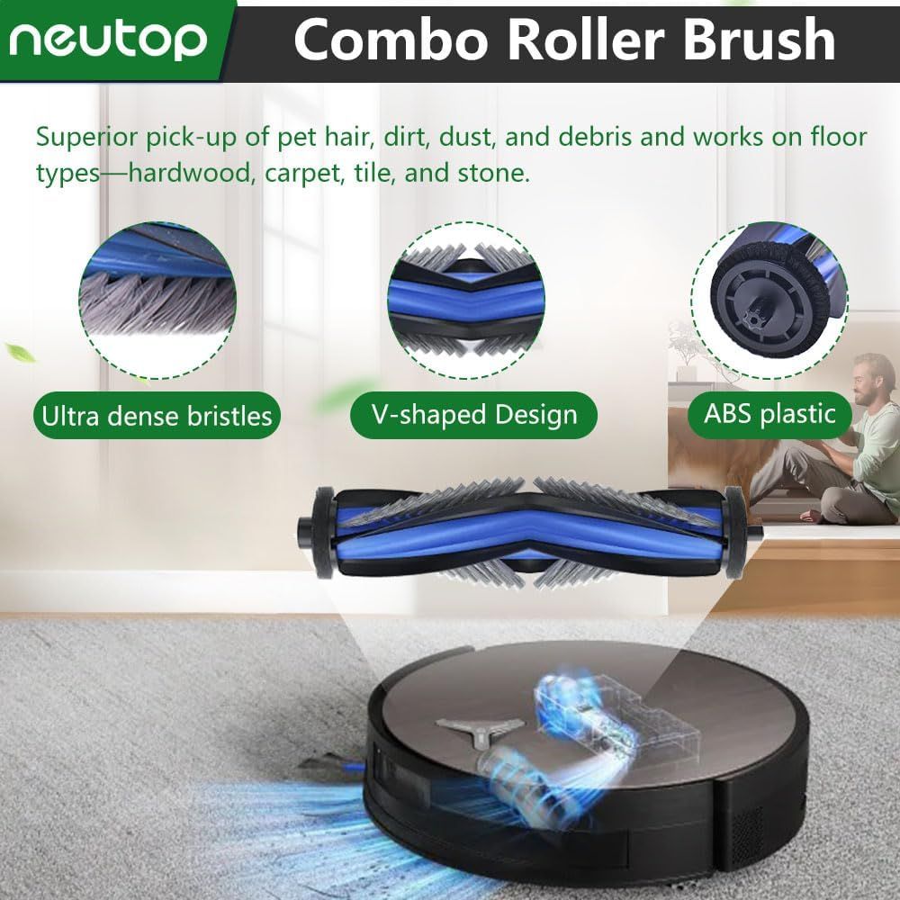 Replacement Parts Compatible with Ecovacs Deebot X11 OmniCyclone, Robot Vacuum Accessories with 1 Main Brush 2 Mopping Roller 4 ilter 4 Side Brush