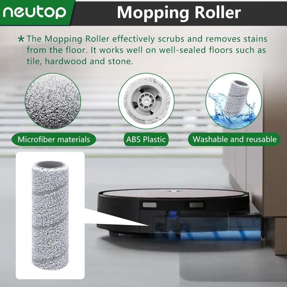 Replacement Parts Compatible with Ecovacs Deebot X11 OmniCyclone, Robot Vacuum Accessories with 1 Main Brush 2 Mopping Roller 4 ilter 4 Side Brush
